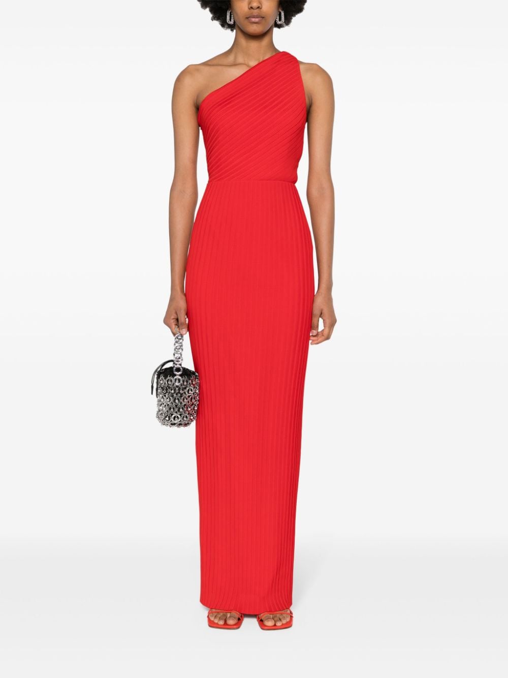 Solace London Crimson Red One-Shoulder Column Dress image 1