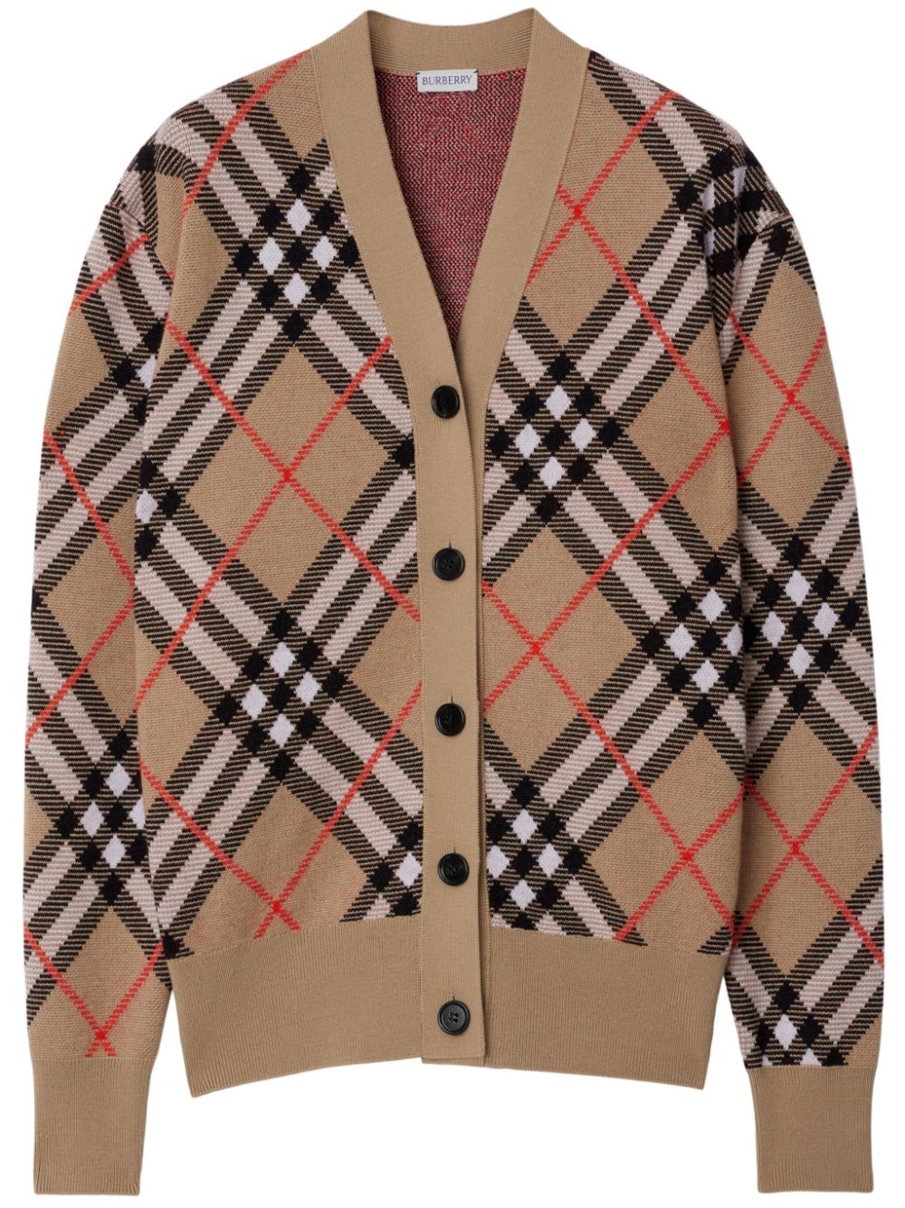 Burberry Beige House Check V-Neck Wool Sweater image 0