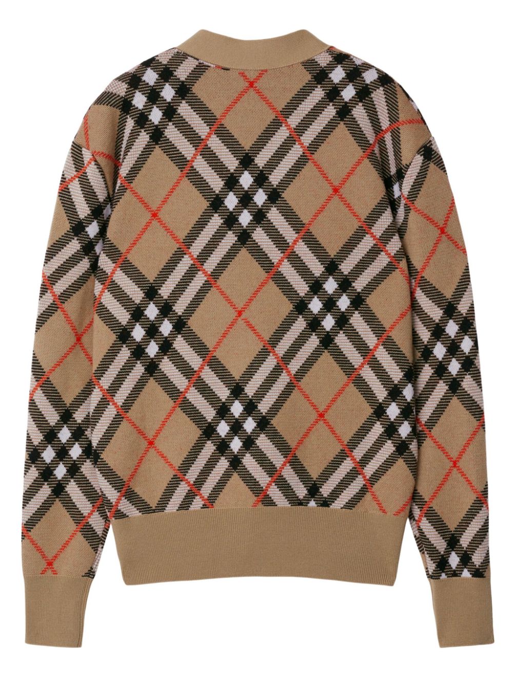 Burberry Beige House Check V-Neck Wool Sweater image 2