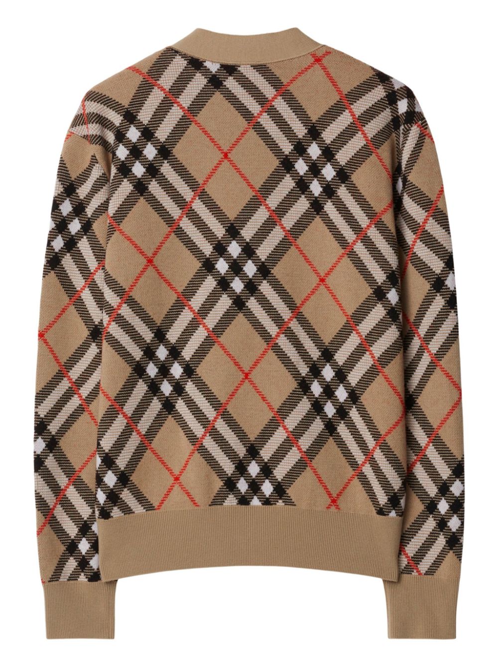 Burberry Beige Wool V-Neck Sweater with Vintage Check image 1