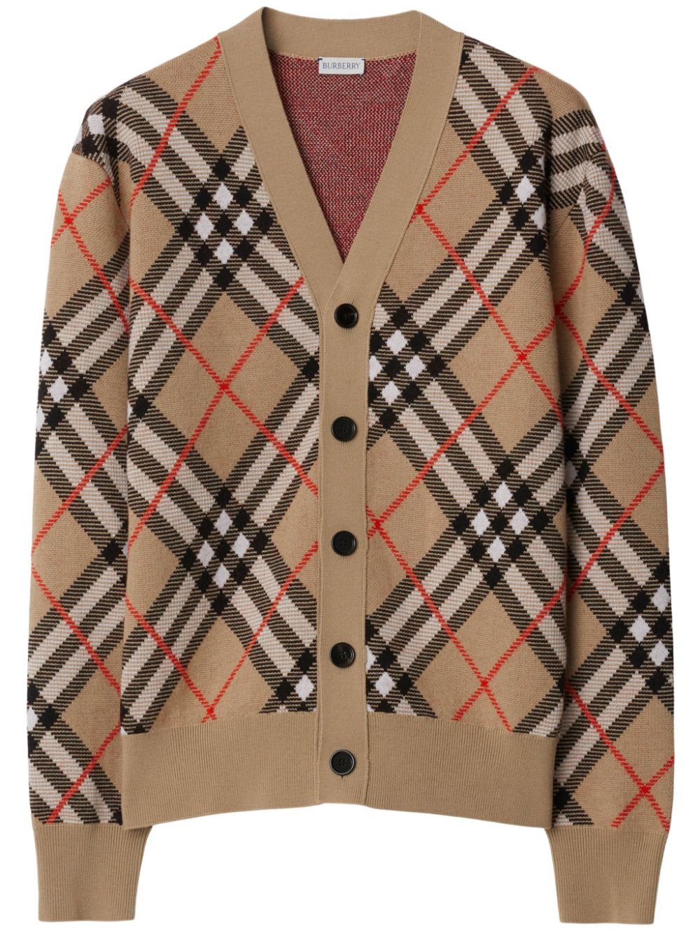 Burberry Beige Wool V-Neck Sweater with Vintage Check image 0