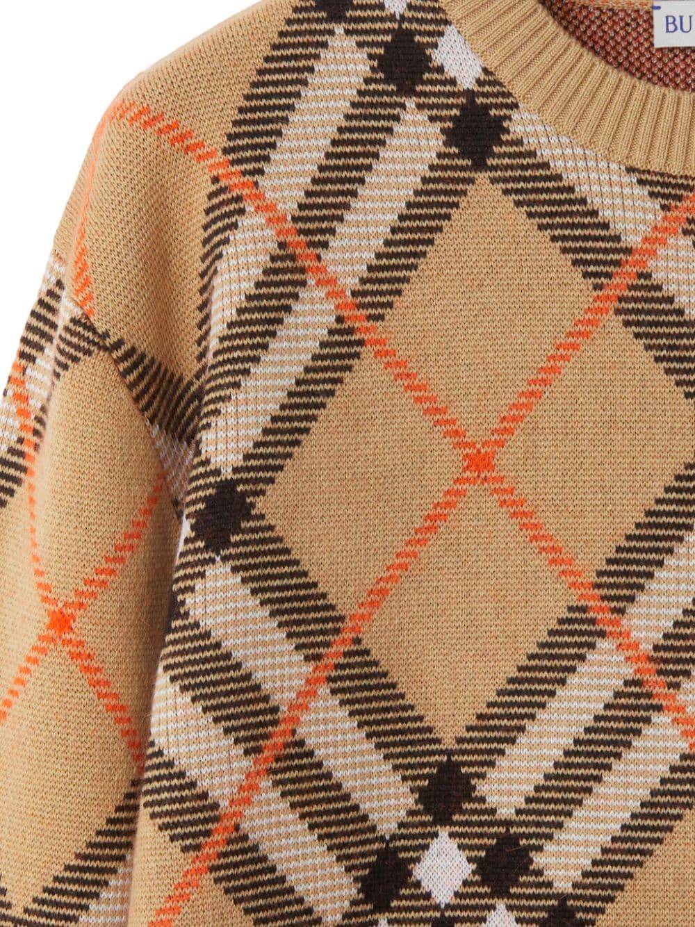 Burberry Nova Check Wool Blend Crew Neck Sweater - Beige image 2