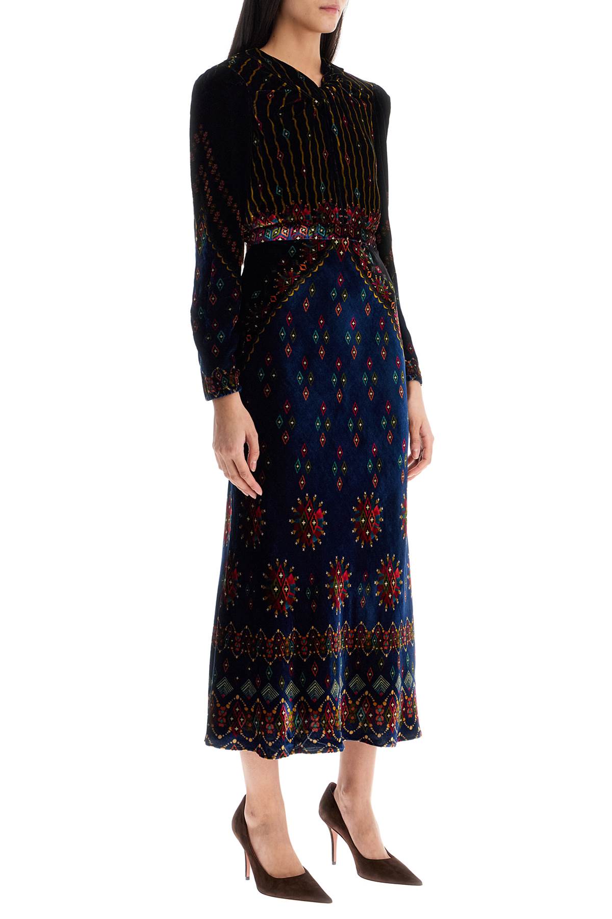 Saloni "printed velvet claudia dress for image 1