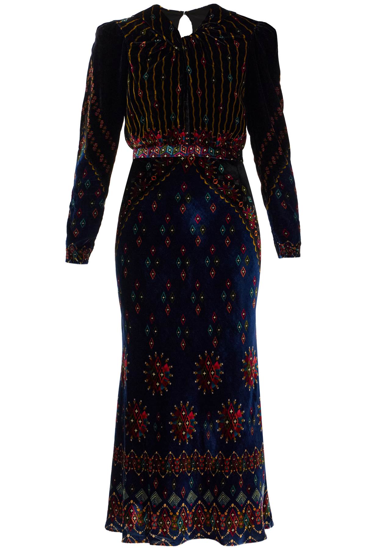 Saloni "printed velvet claudia dress for image 0