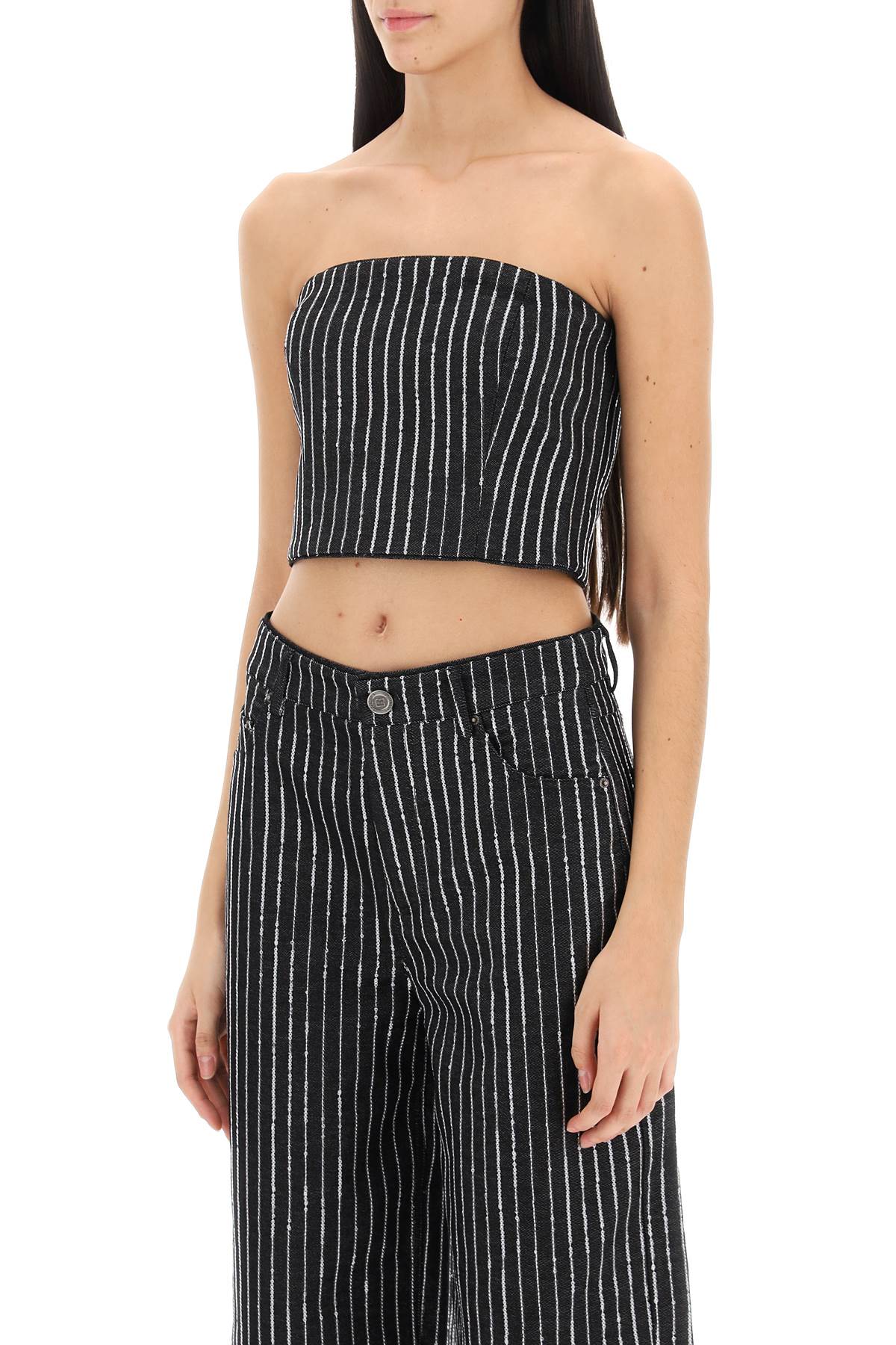 Rotate cropped top with sequined stripes image 3