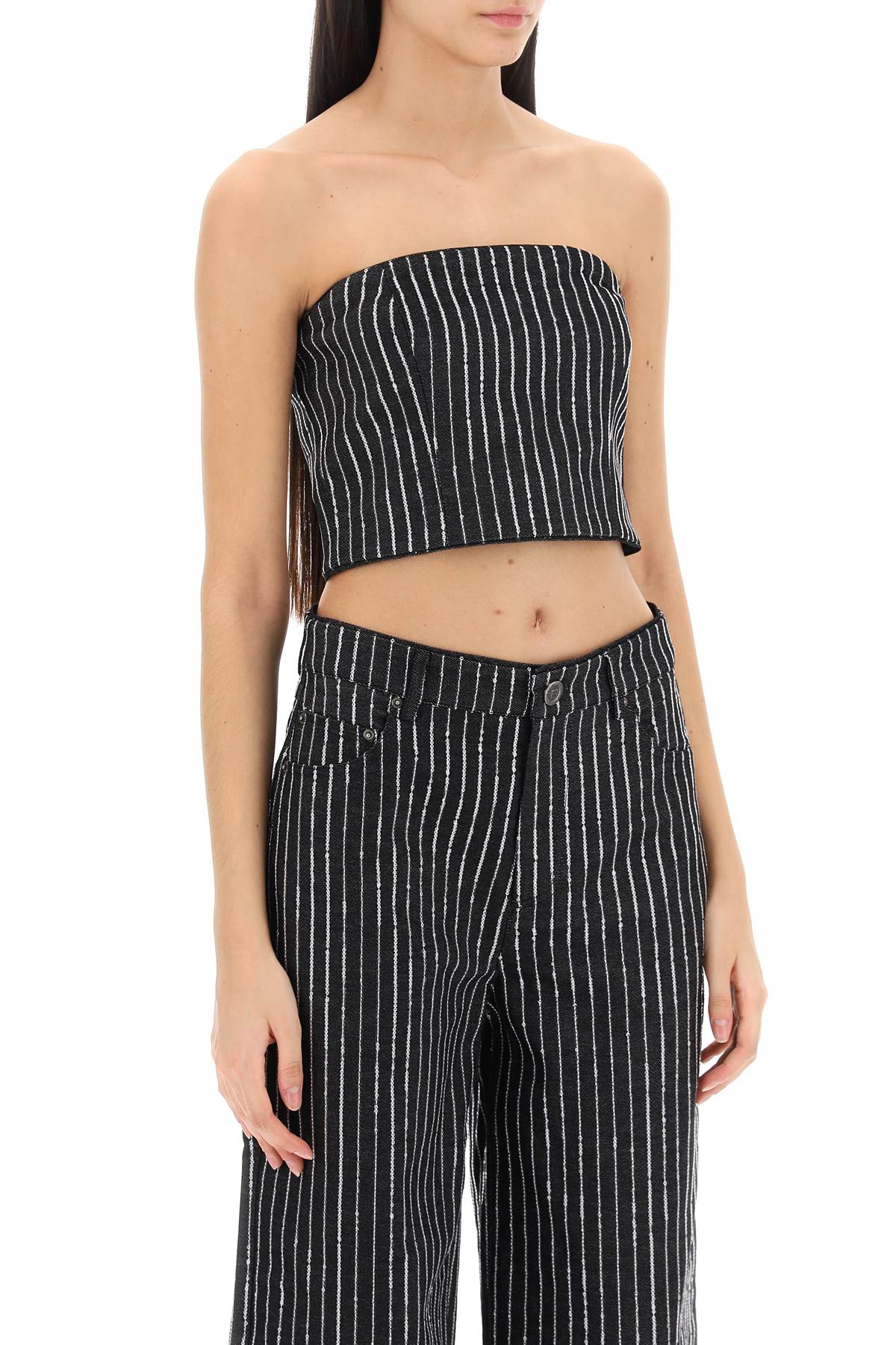 Rotate cropped top with sequined stripes image 1