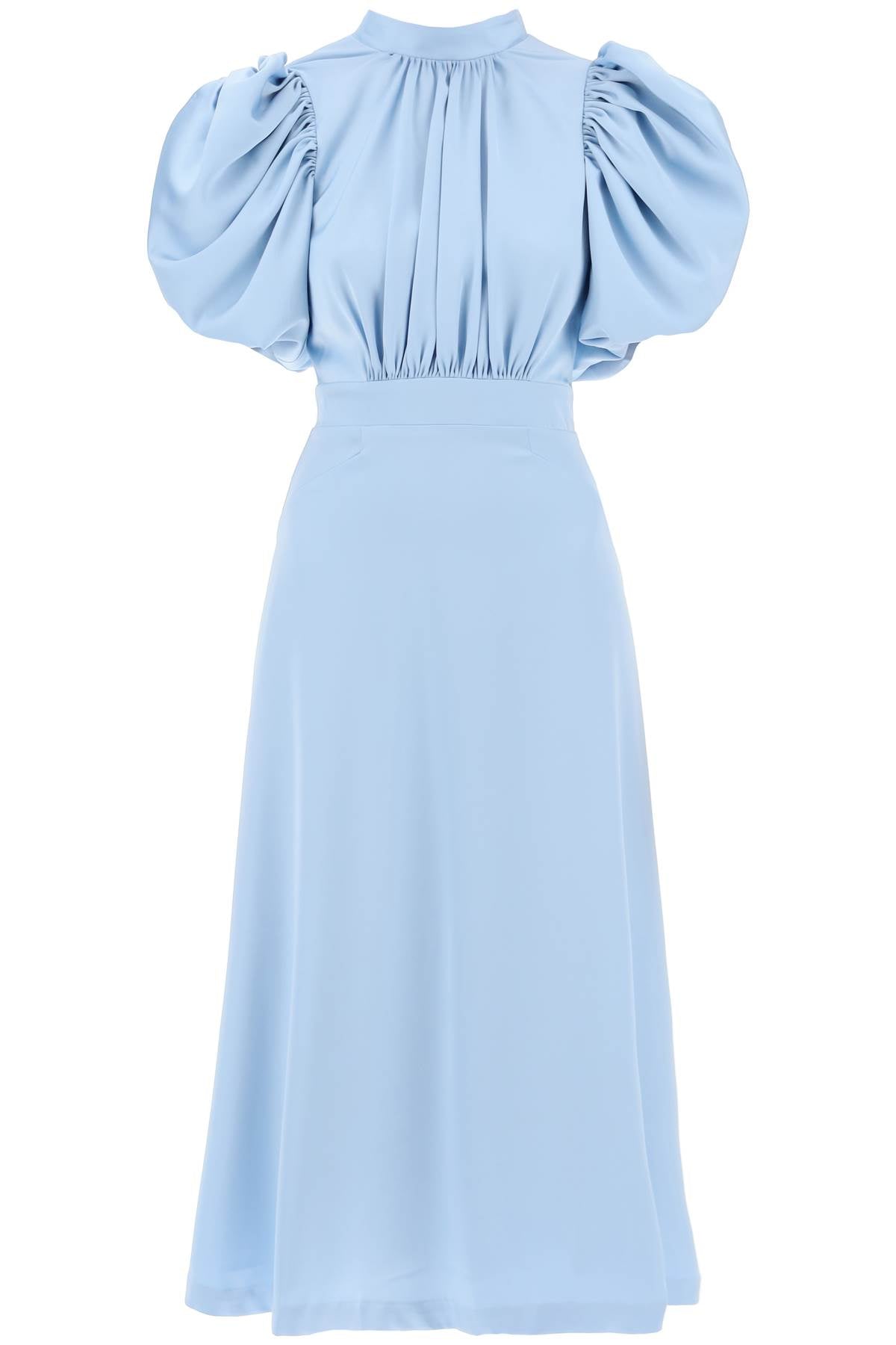 Rotate Recycled Satin Midi Dress with Balloon Sleeves image 0