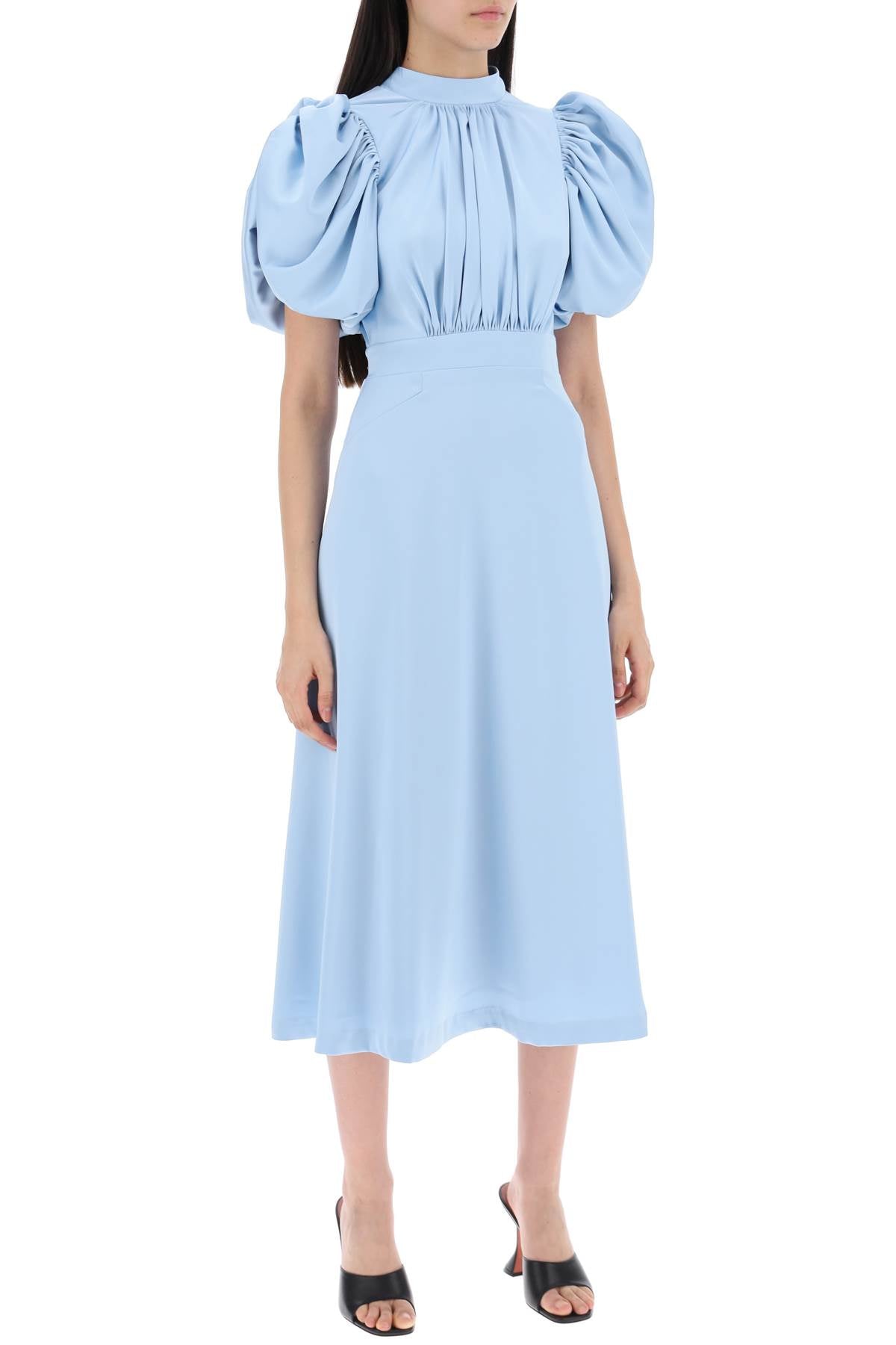 Rotate Recycled Satin Midi Dress with Balloon Sleeves image 1