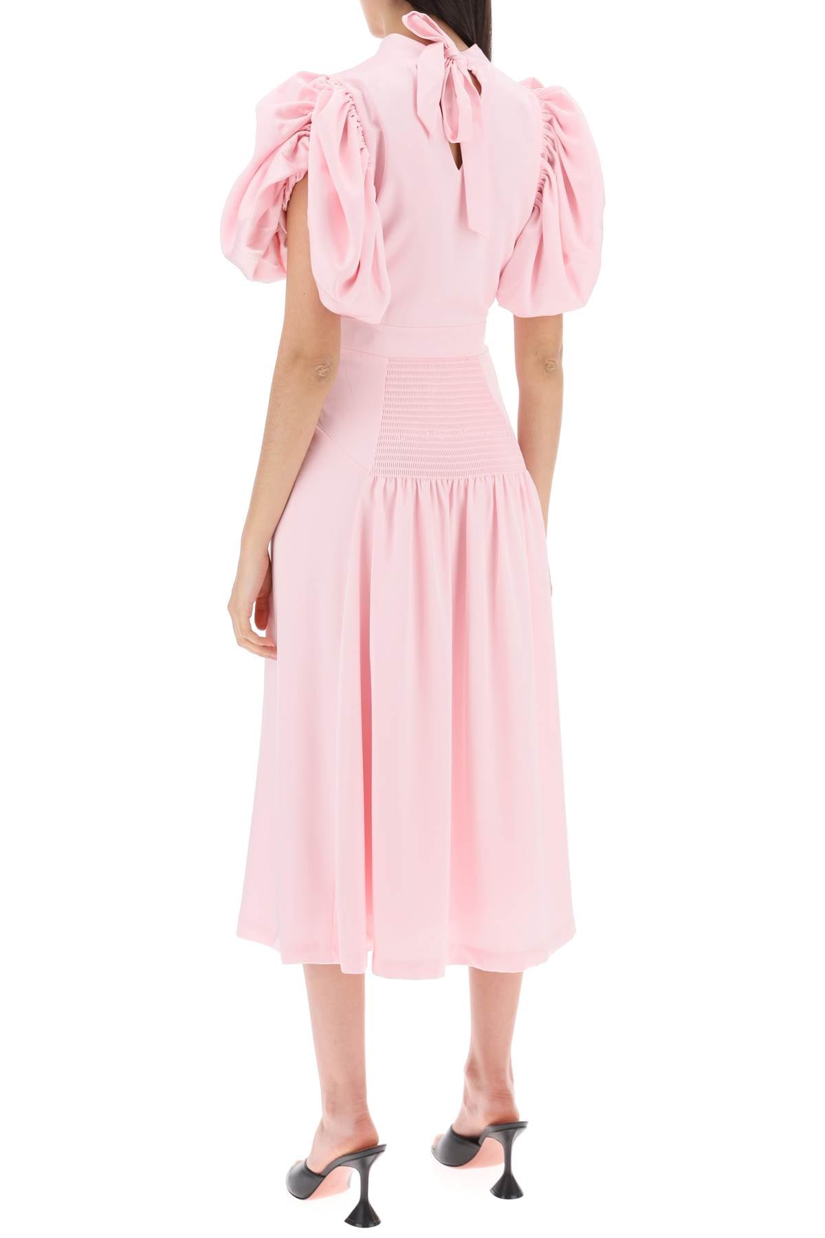 Rotate midi satin dress with balloon sleeves image 2