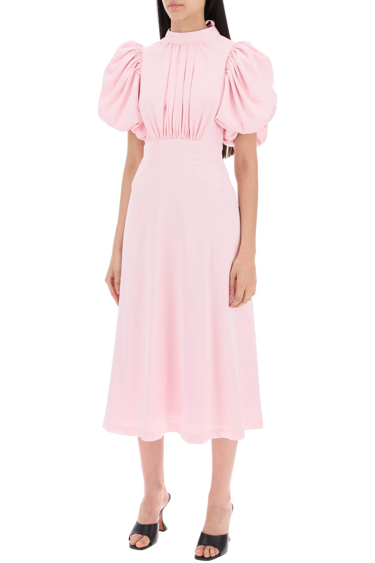 Rotate midi satin dress with balloon sleeves image 3