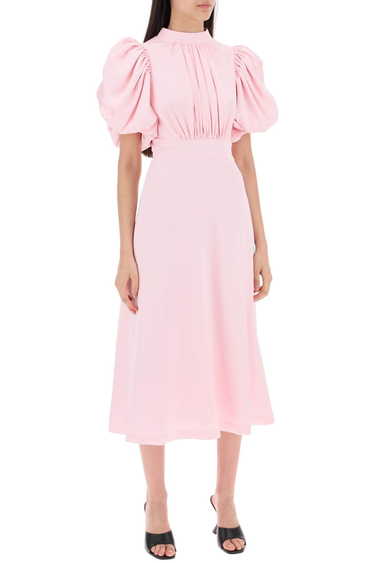 Rotate midi satin dress with balloon sleeves image 1