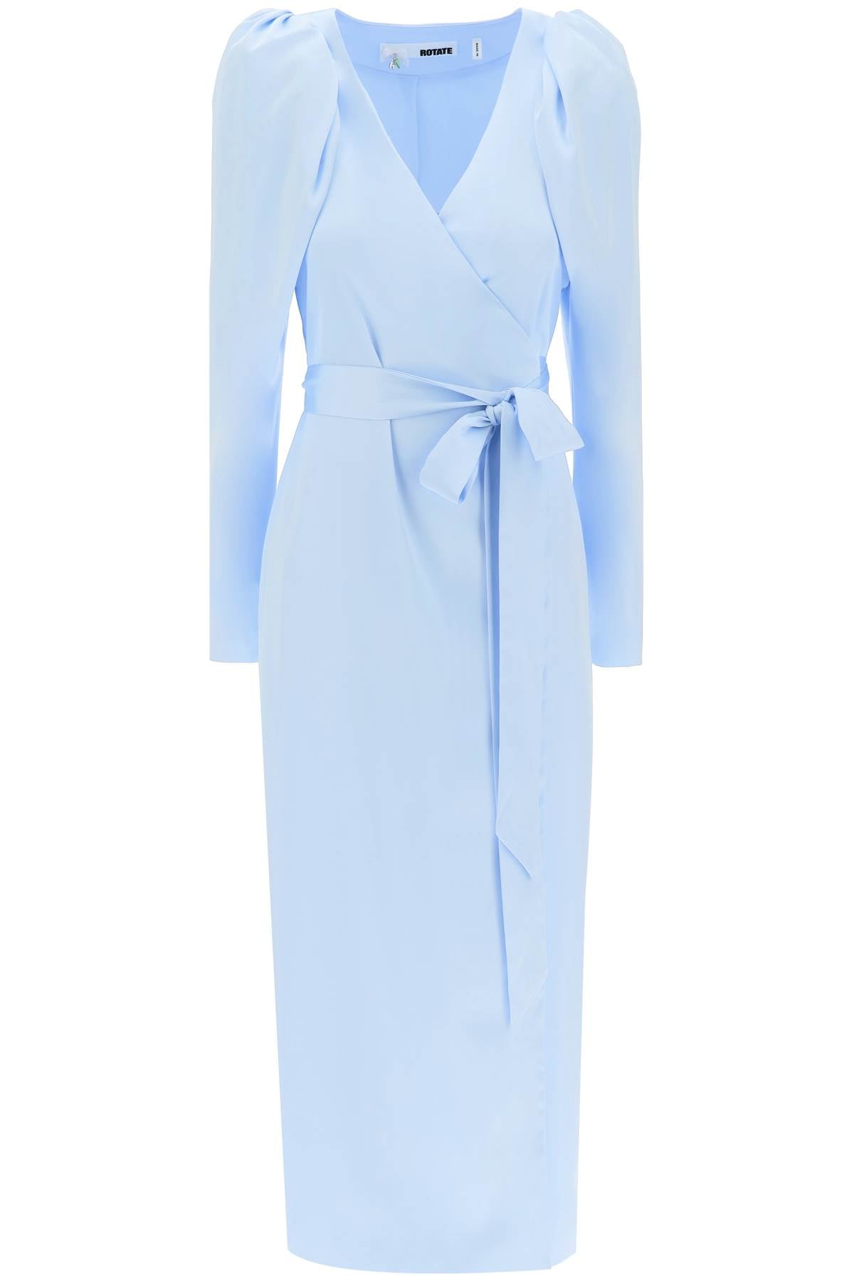 Rotate satin wrap midi dress with a crossover image 0