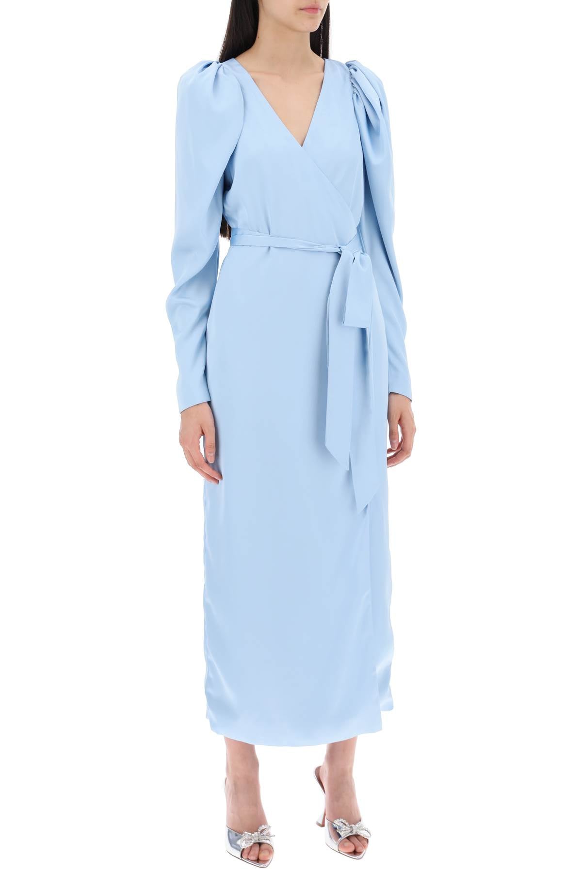 Rotate satin wrap midi dress with a crossover image 1