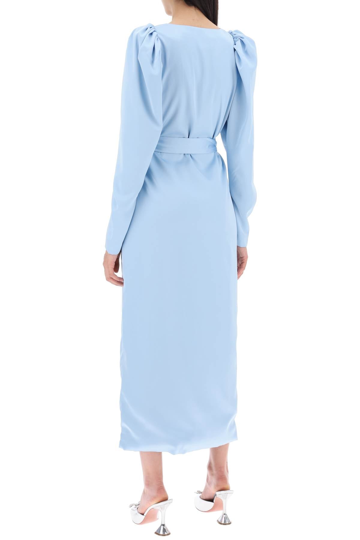 Rotate satin wrap midi dress with a crossover image 2