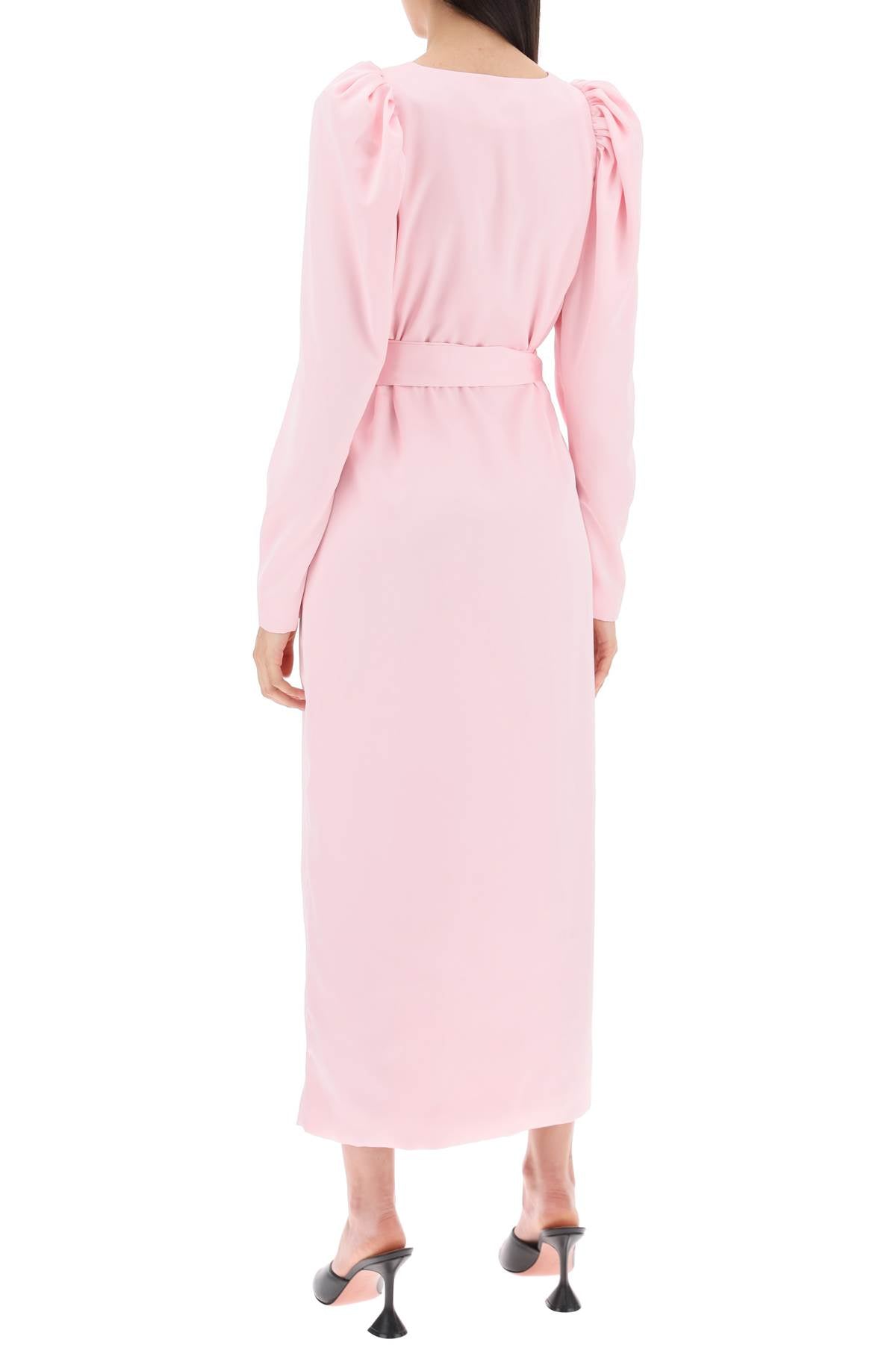 Rotate satin wrap midi dress with a crossover image 2