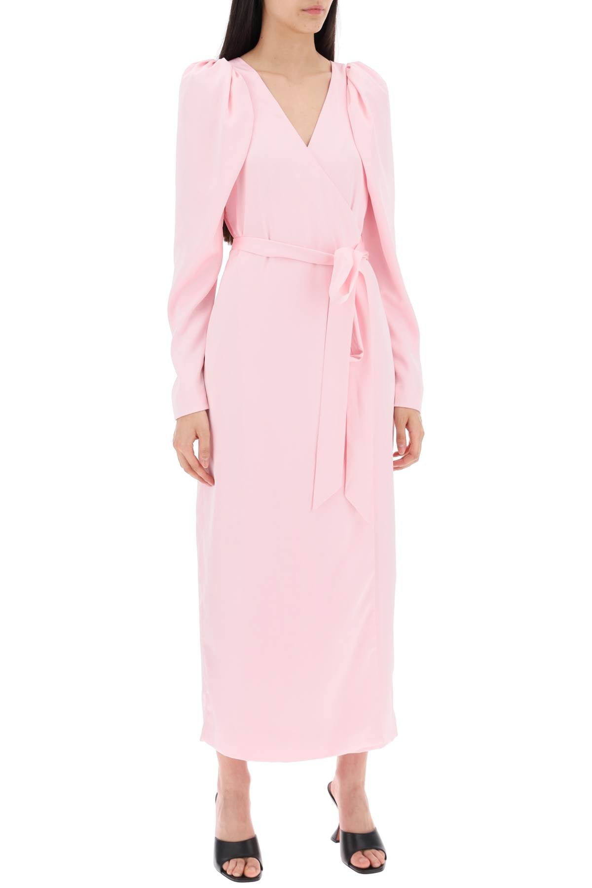 Rotate satin wrap midi dress with a crossover image 1