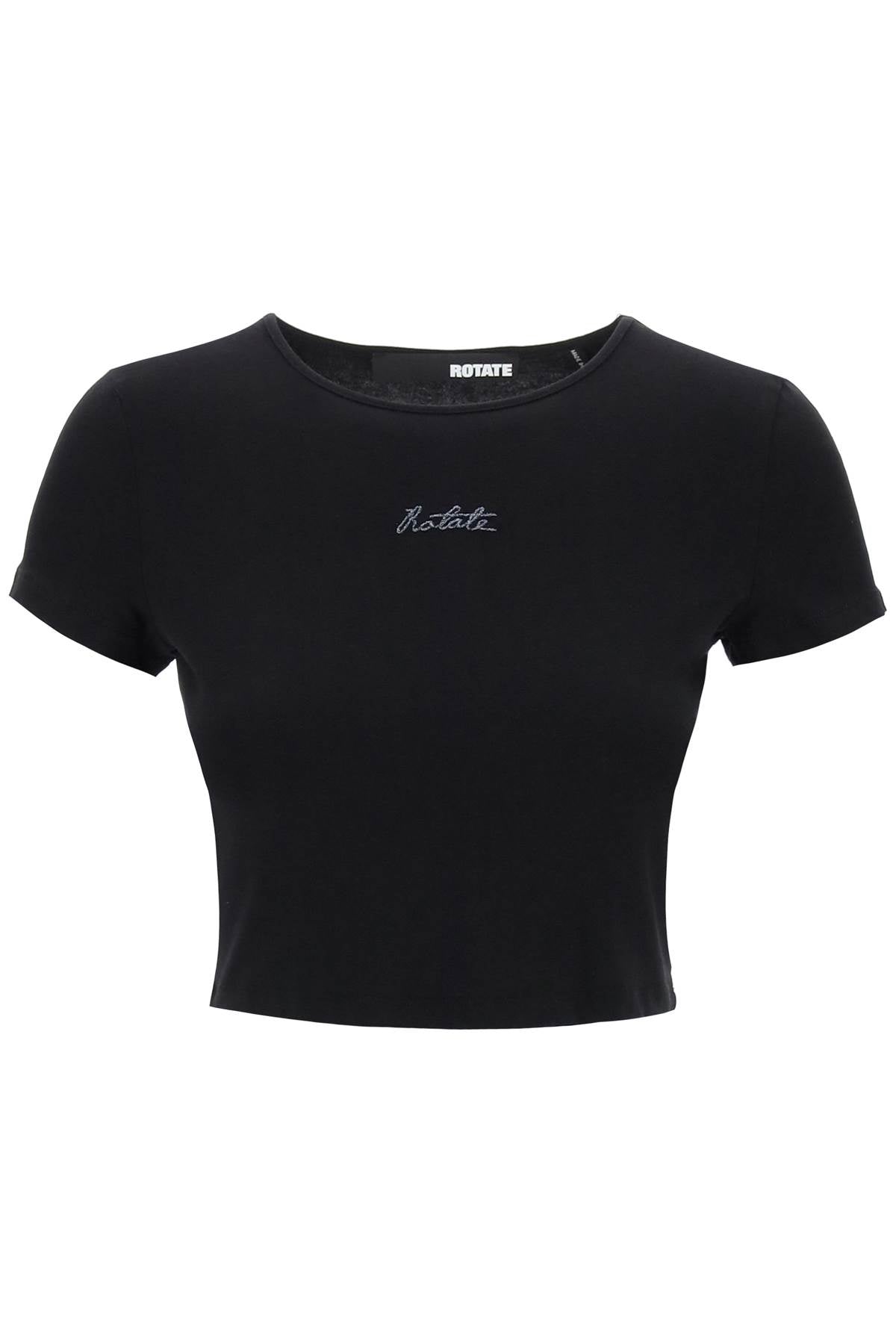 Rotate Cropped T-Shirt with Embroidered Lurex Logo image 0