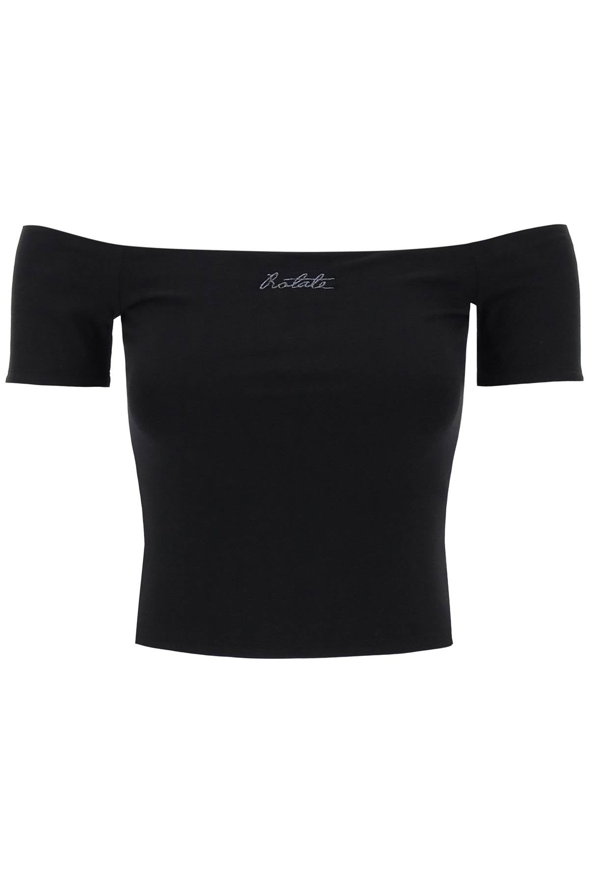 Rotate off-shoulder t-shirt with embroidered lure image 0