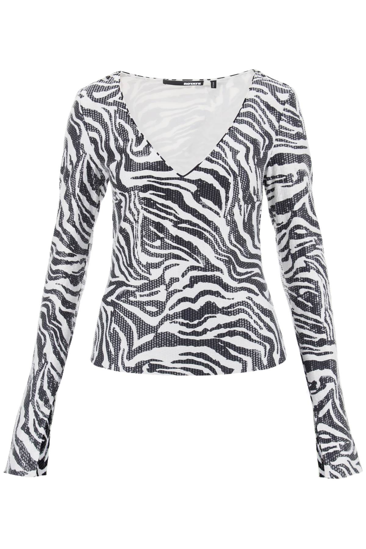 Rotate Zebra Print Long Sleeve T-Shirt with Sequins image 0