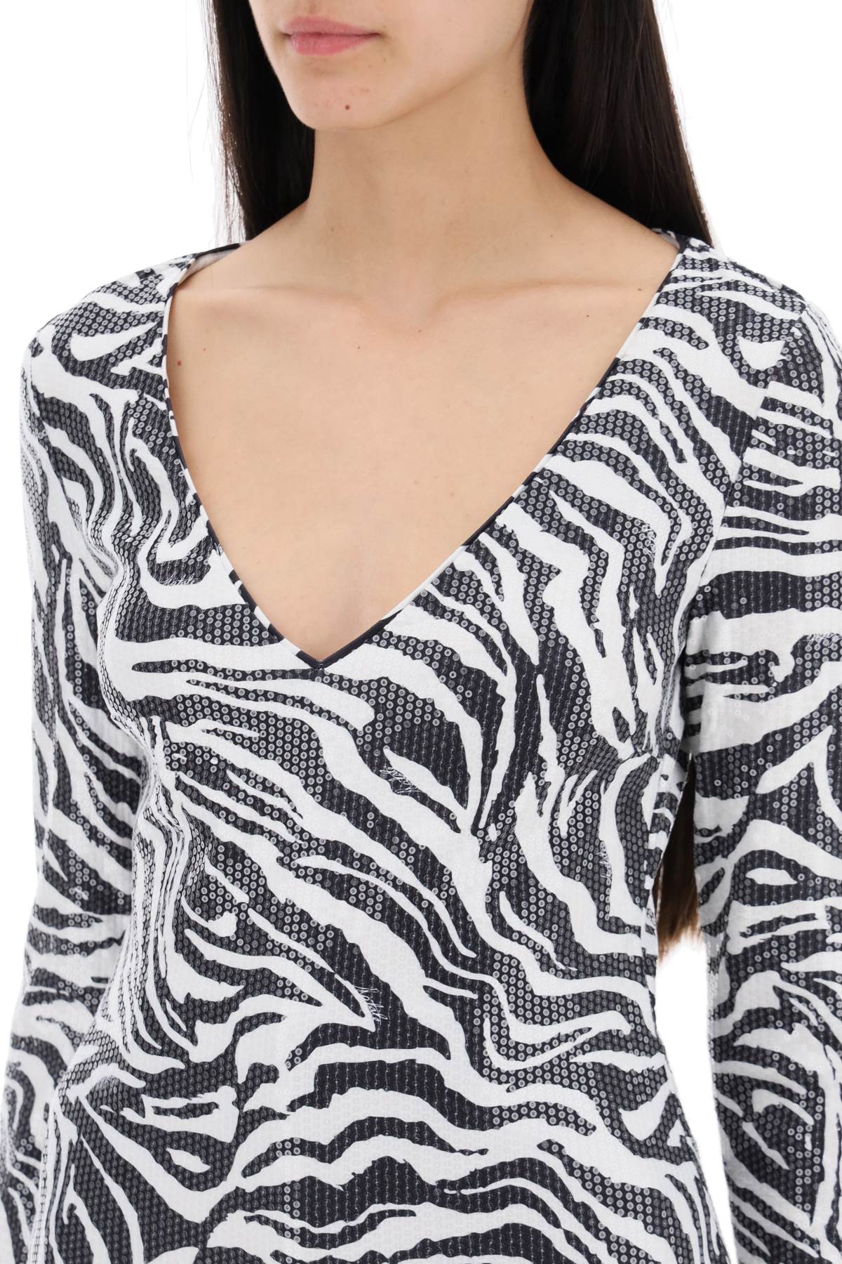 Rotate Zebra Print Long Sleeve T-Shirt with Sequins image 3