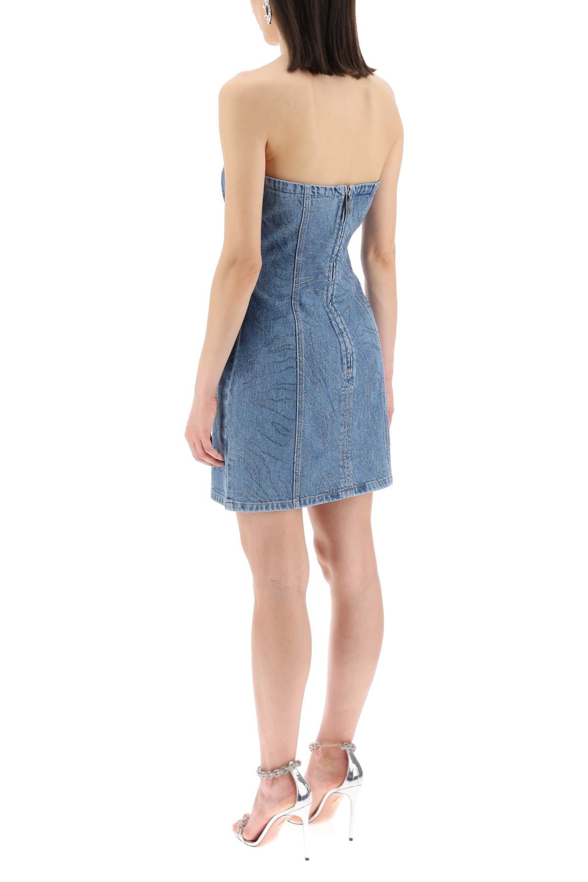 Rotate denim mini dress with rhin image 2