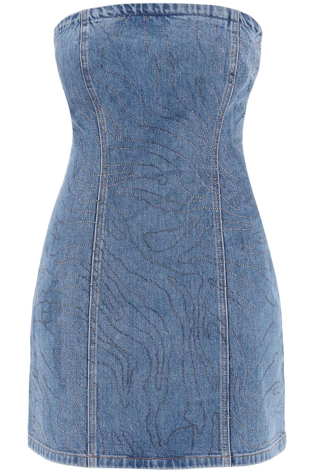 Rotate denim mini dress with rhin image 0