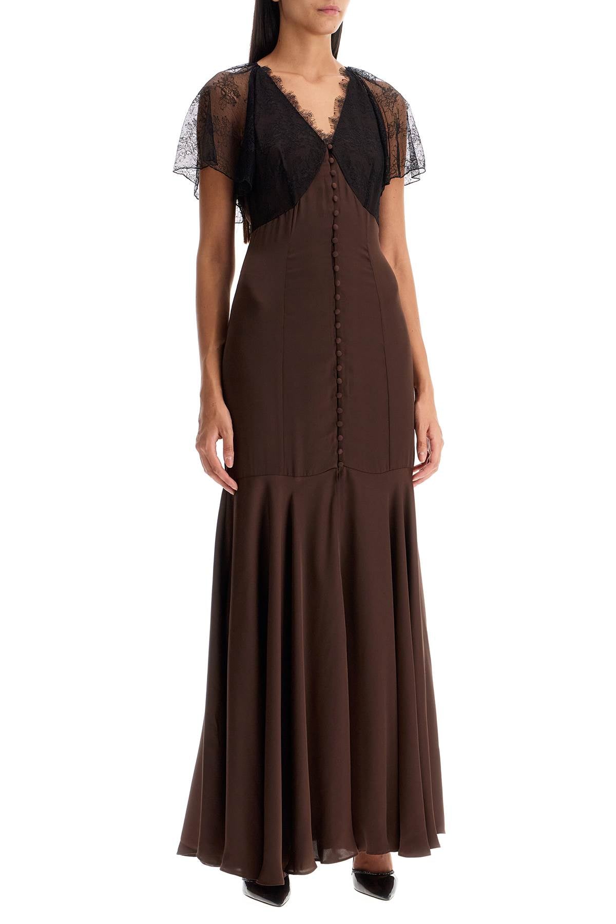 Rotate Long Satin & Lace Dress image 1