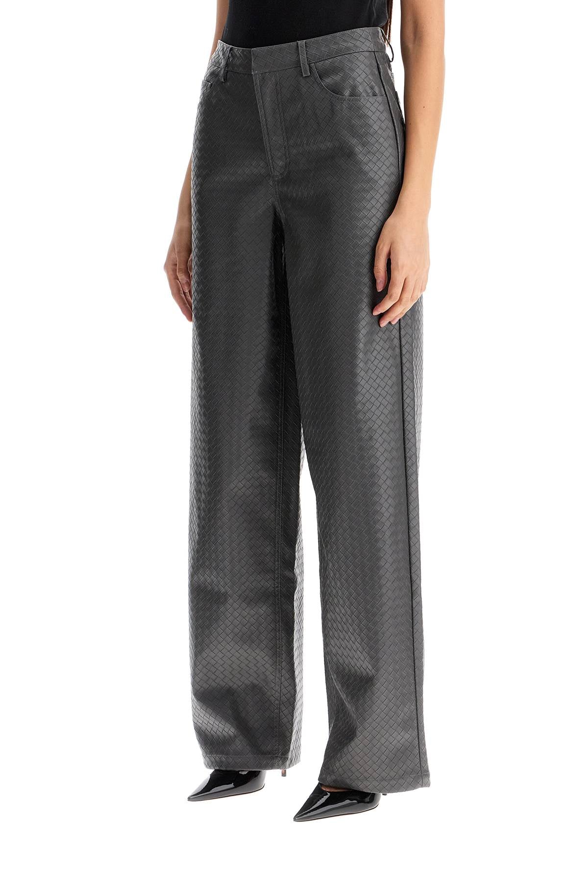 Rotate Wide-Leg Embossed Faux Leather Woven Pattern Trousers image 3