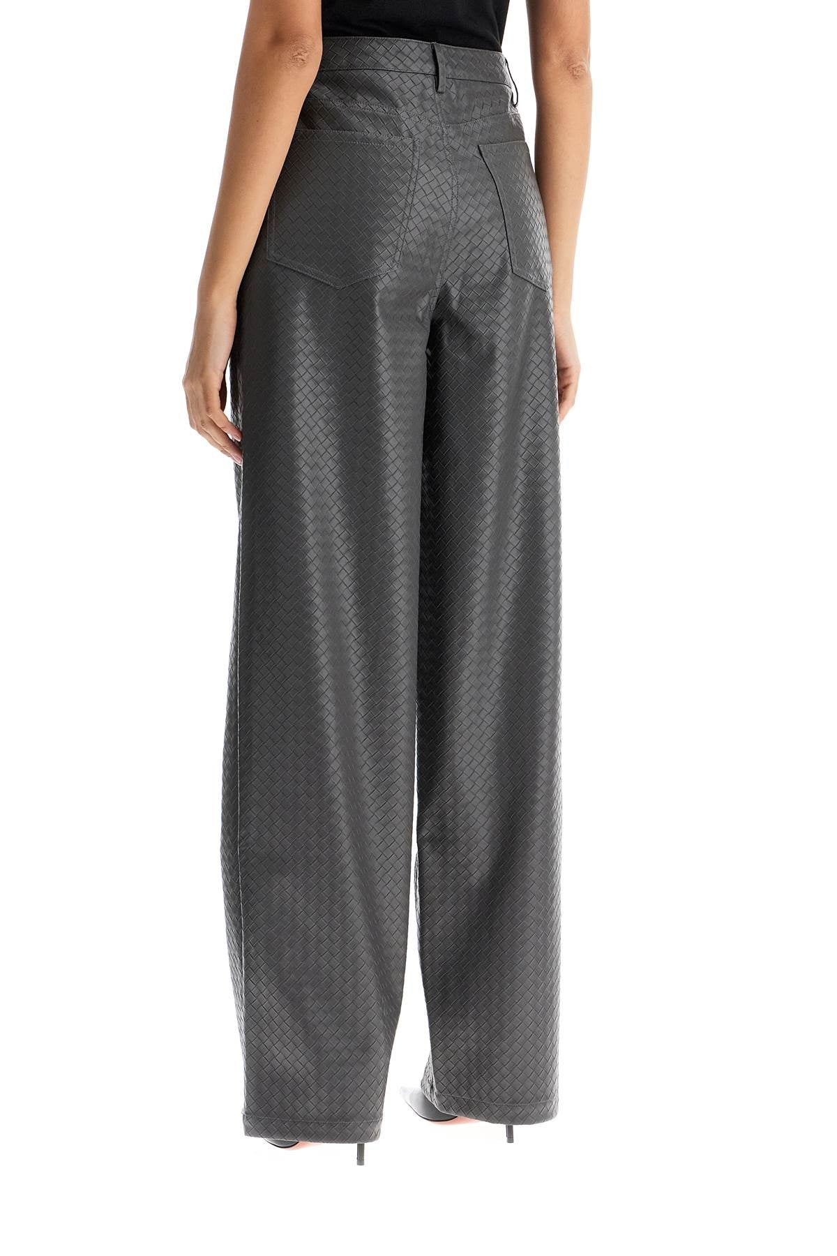 Rotate Wide-Leg Embossed Faux Leather Woven Pattern Trousers image 2