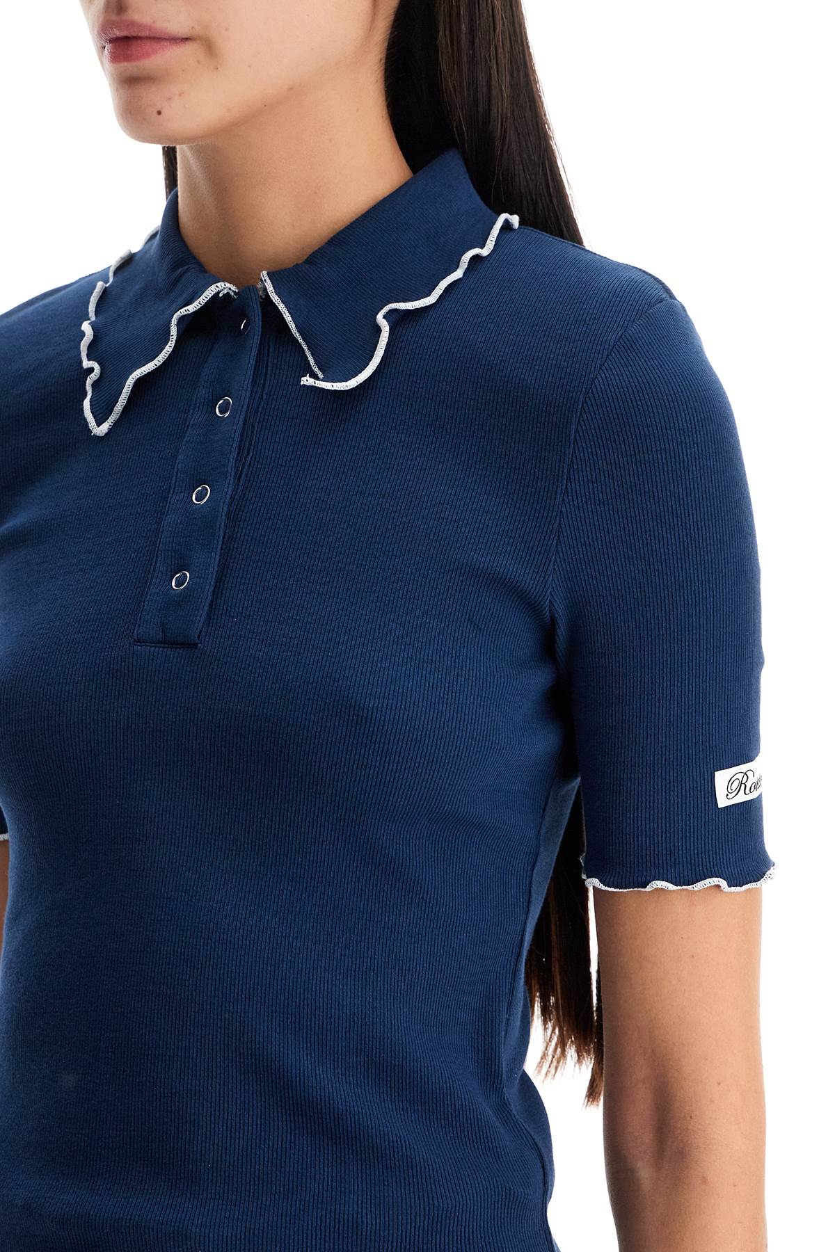 Rotate fitted polo shirt with contrasting hems image 3