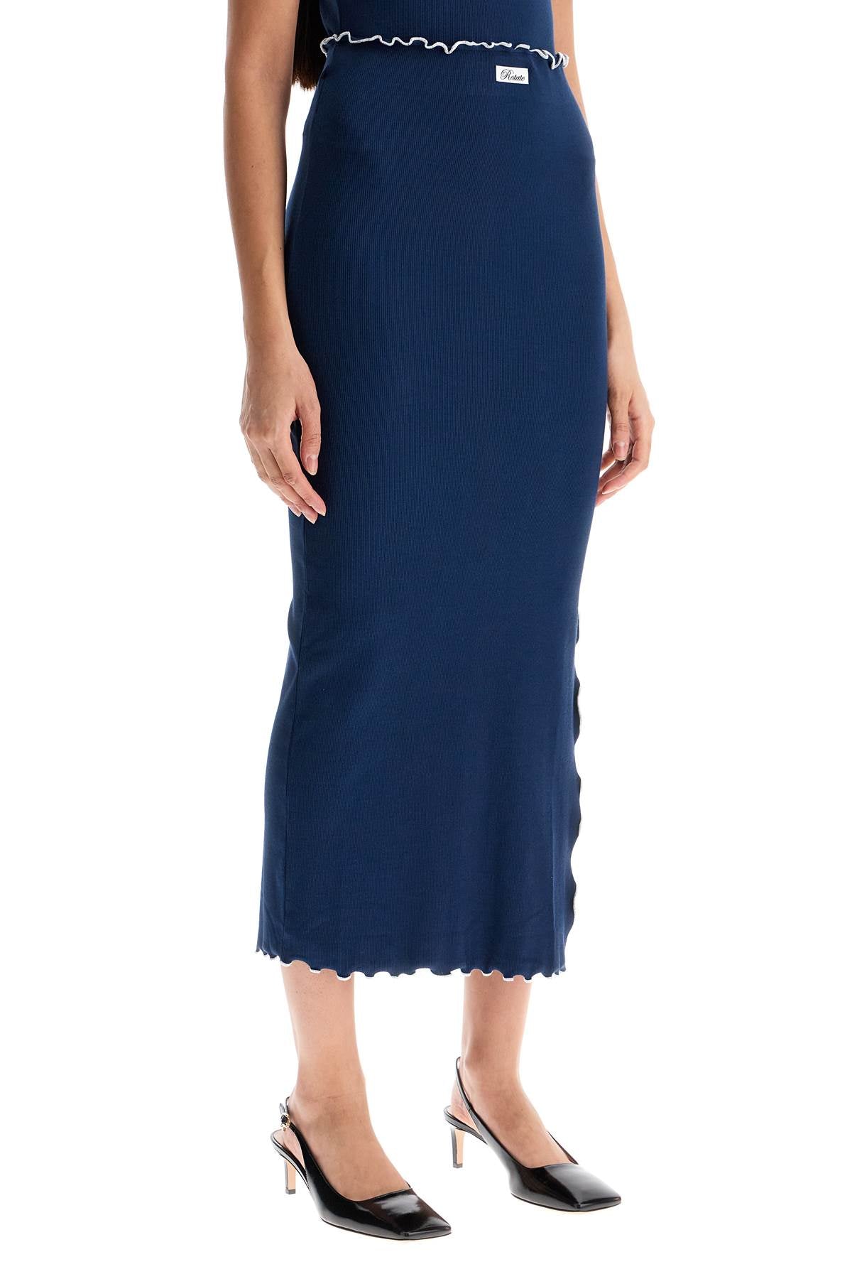 Rotate Organic Cotton Midi Skirt with Contrast Hem image 1