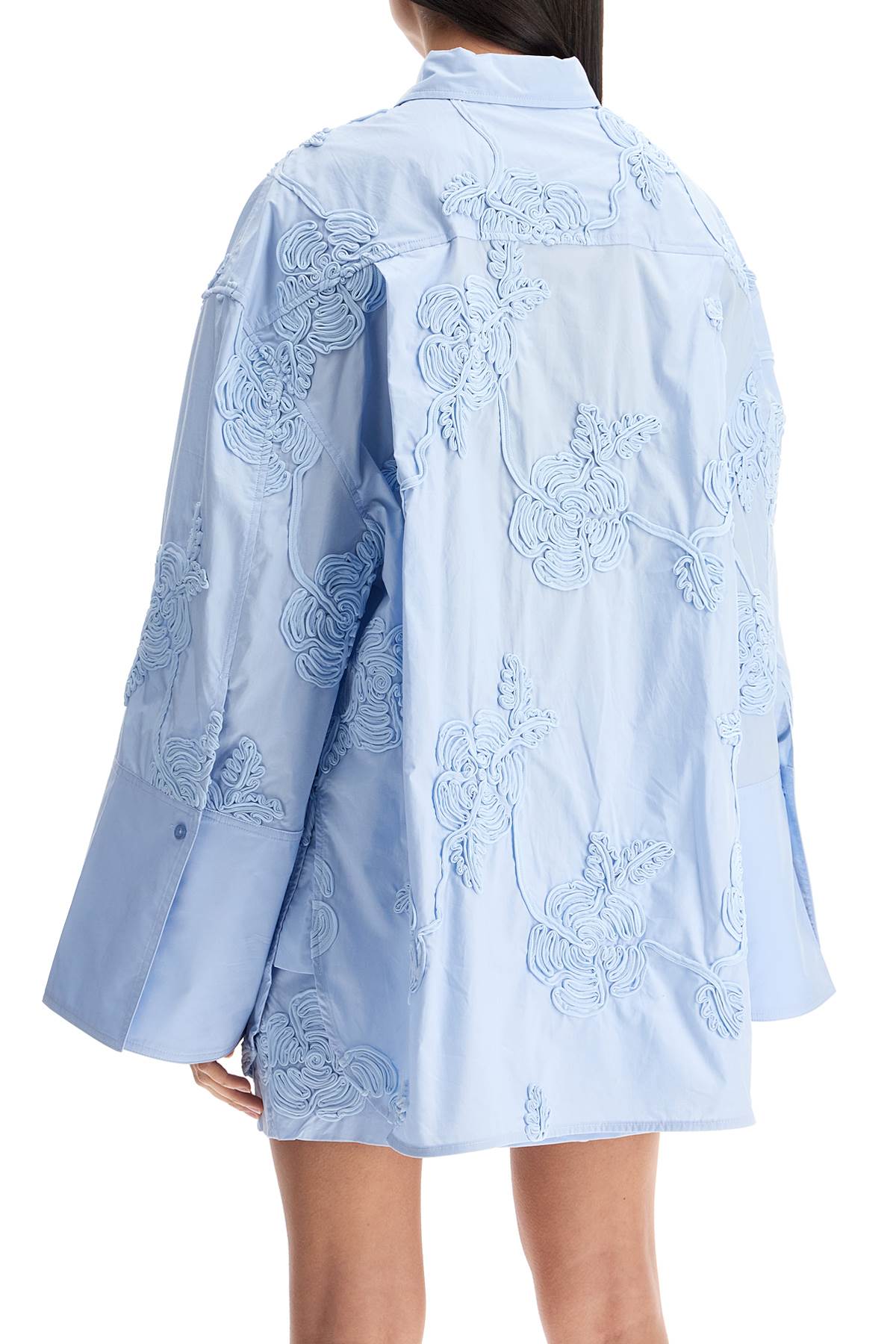 Rotate light blue cotton shirt with embossed floral pattern image 2