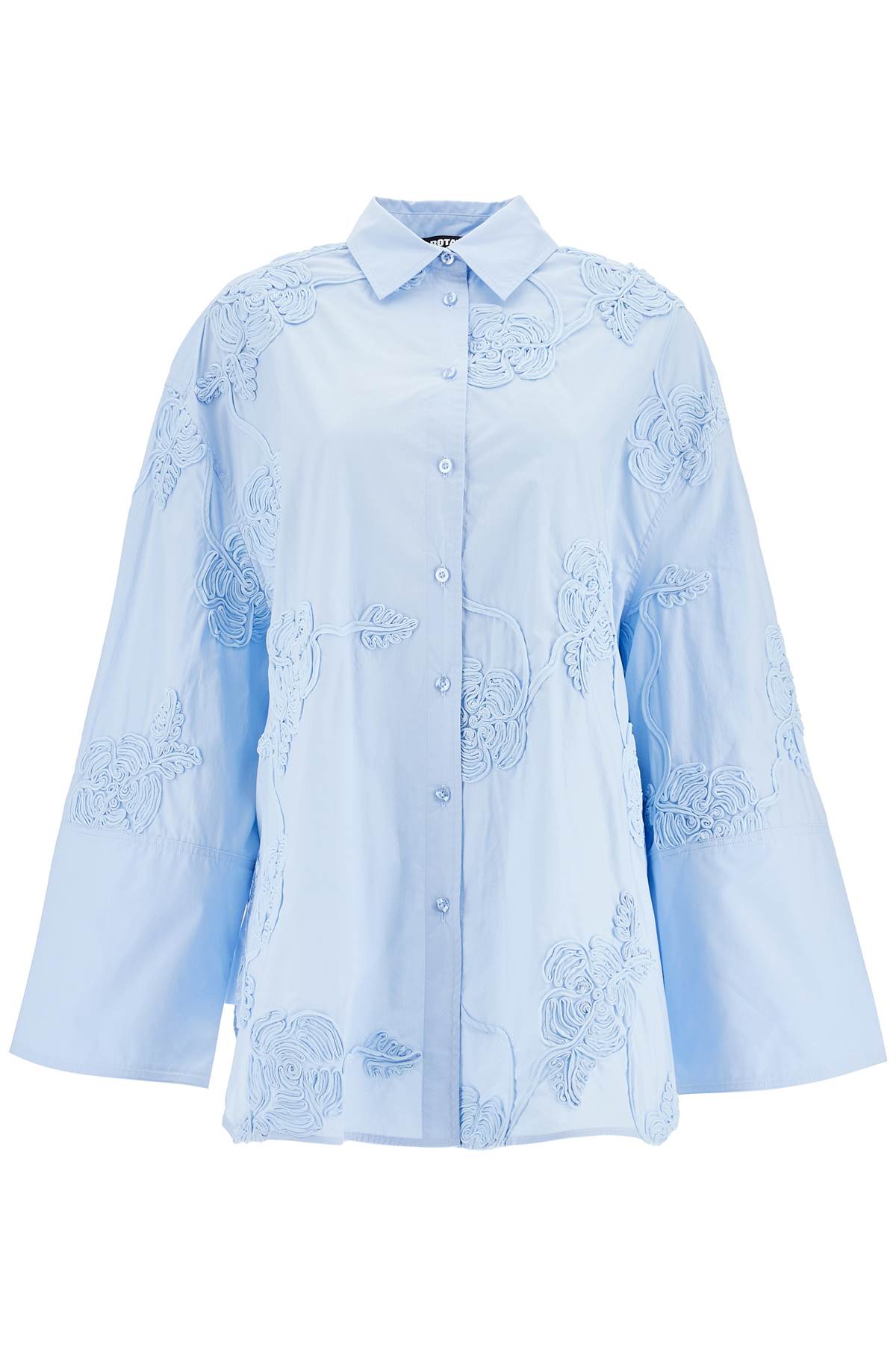 Rotate light blue cotton shirt with embossed floral pattern image 0