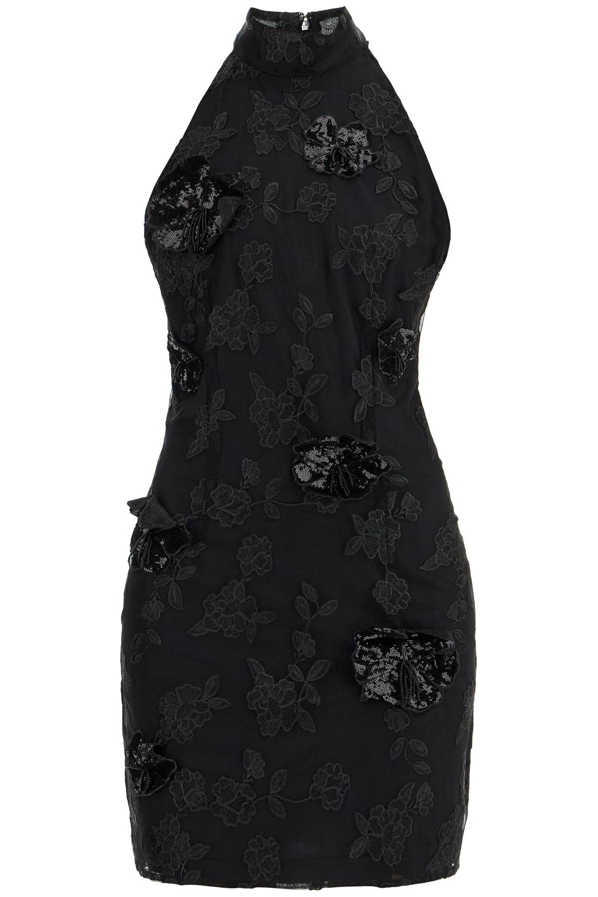 Rotate black floral recycled polyester mini dress image 0