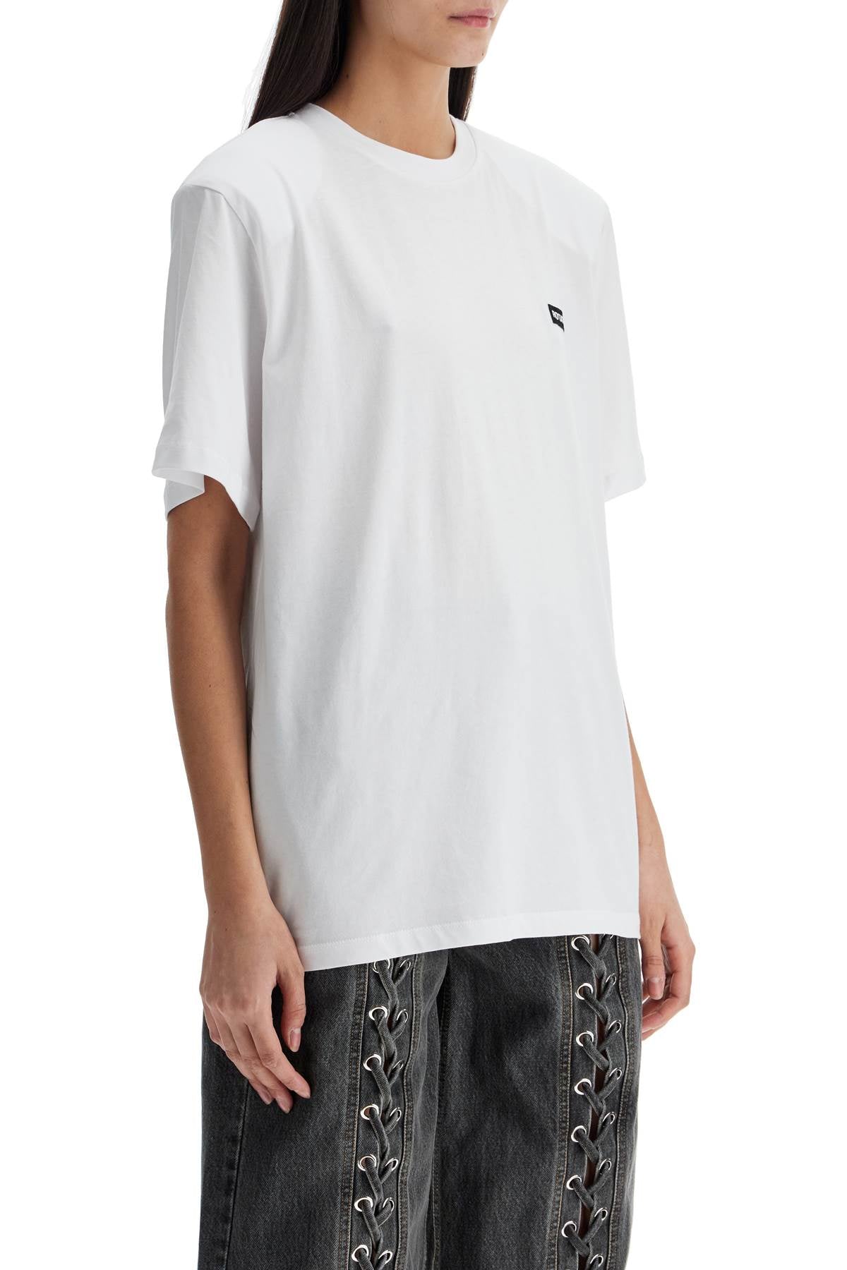 Rotate white organic cotton t-shirt with wide neck image 1