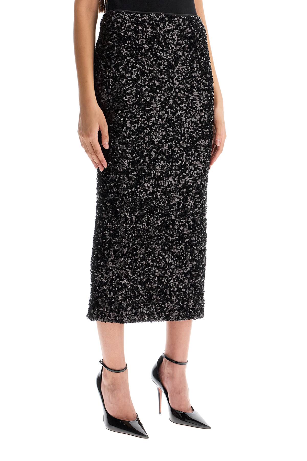 Sequin Midi Skirt with Back Slit image 1