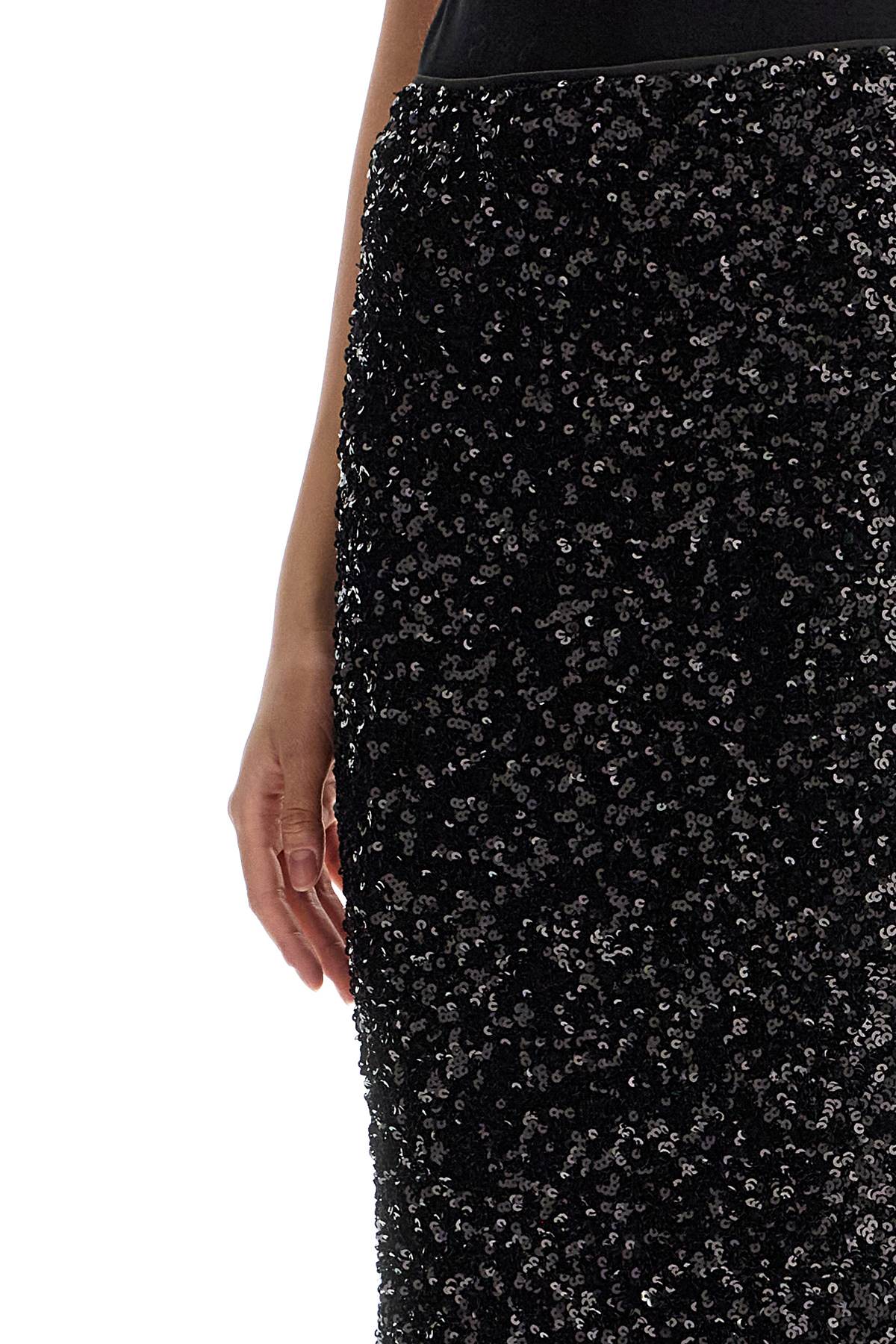 Sequin Midi Skirt with Back Slit image 3