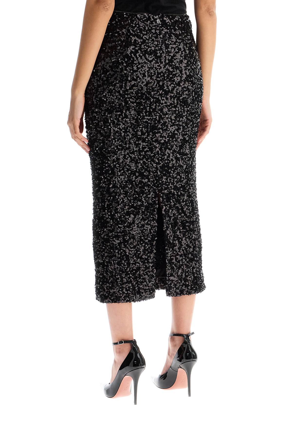 Sequin Midi Skirt with Back Slit image 2