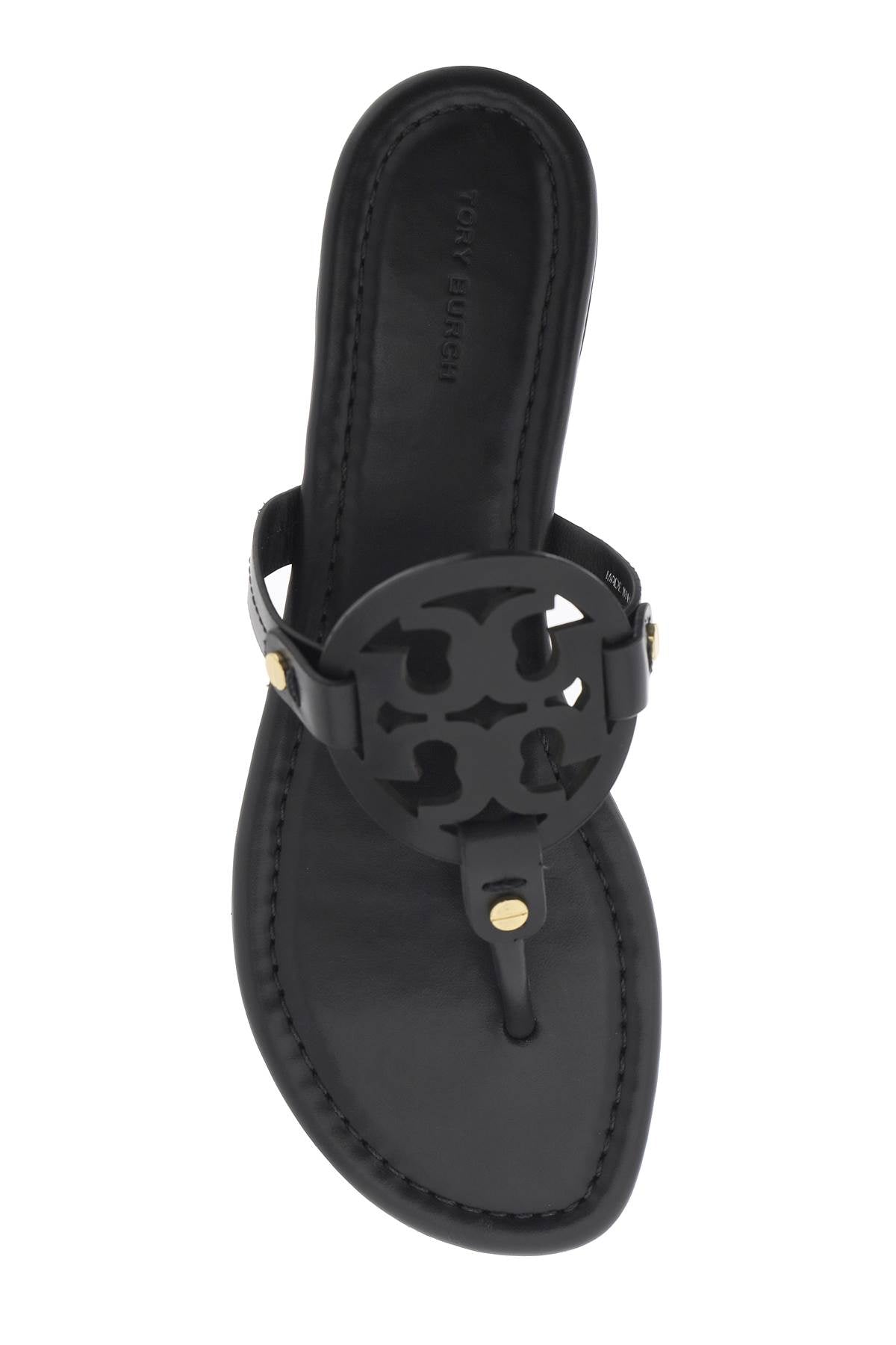 Tory Burch Miller Leather Flip-Flop Slides with Logo Detail image 1