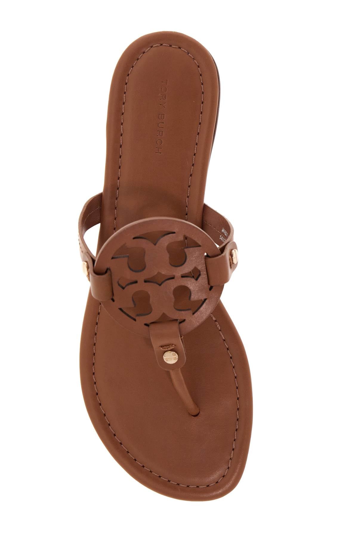 Tory Burch Miller Leather Flip-Flop Slides with Logo Detail image 1