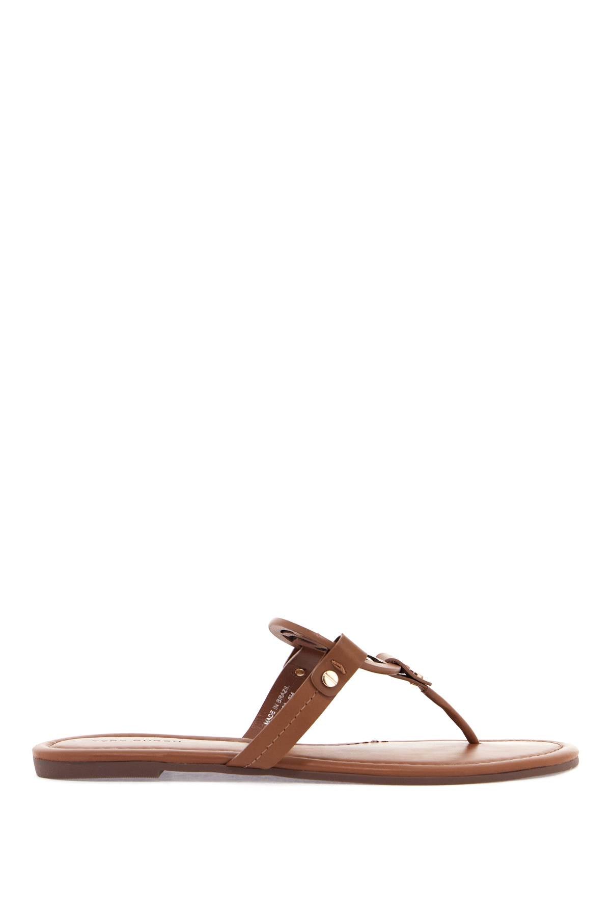 Tory Burch Miller Leather Flip-Flop Slides with Logo Detail image 0