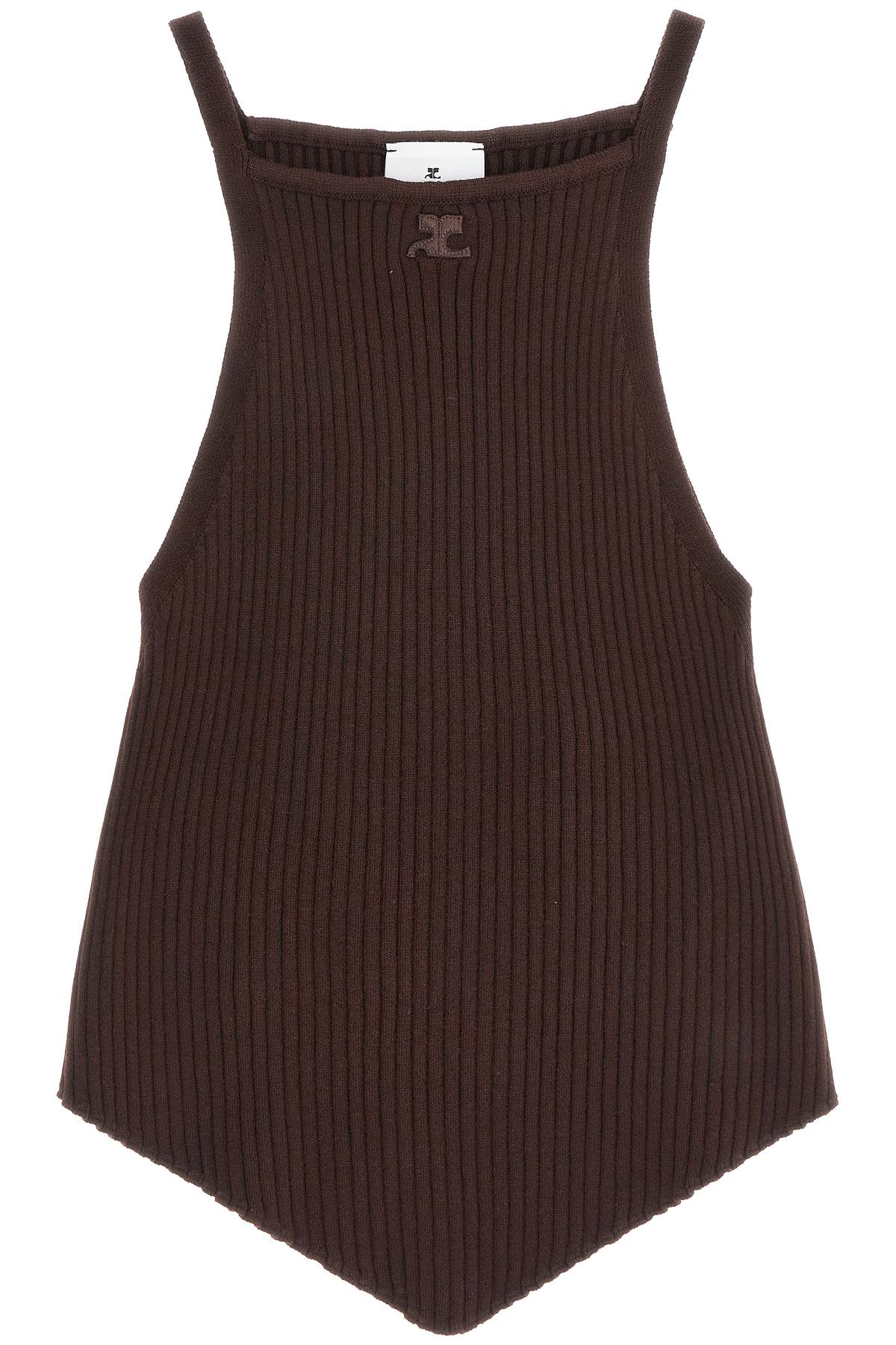 Courrèges V-Neck Knit Tank Top with AC Logo Patch image 0