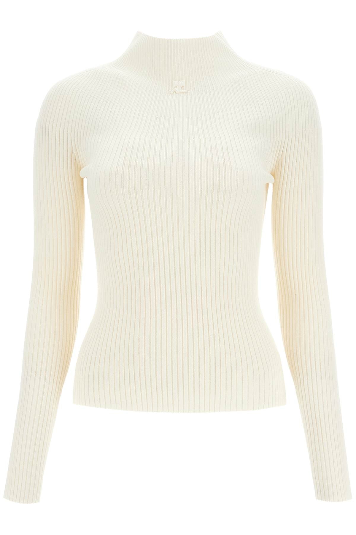 Courrèges Ribbed Wool and Cotton Fleece Pullover image 0