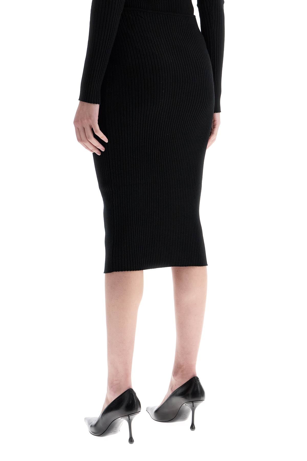 Courreges black midi skirt in viscose and polyester with vertical ribs image 2