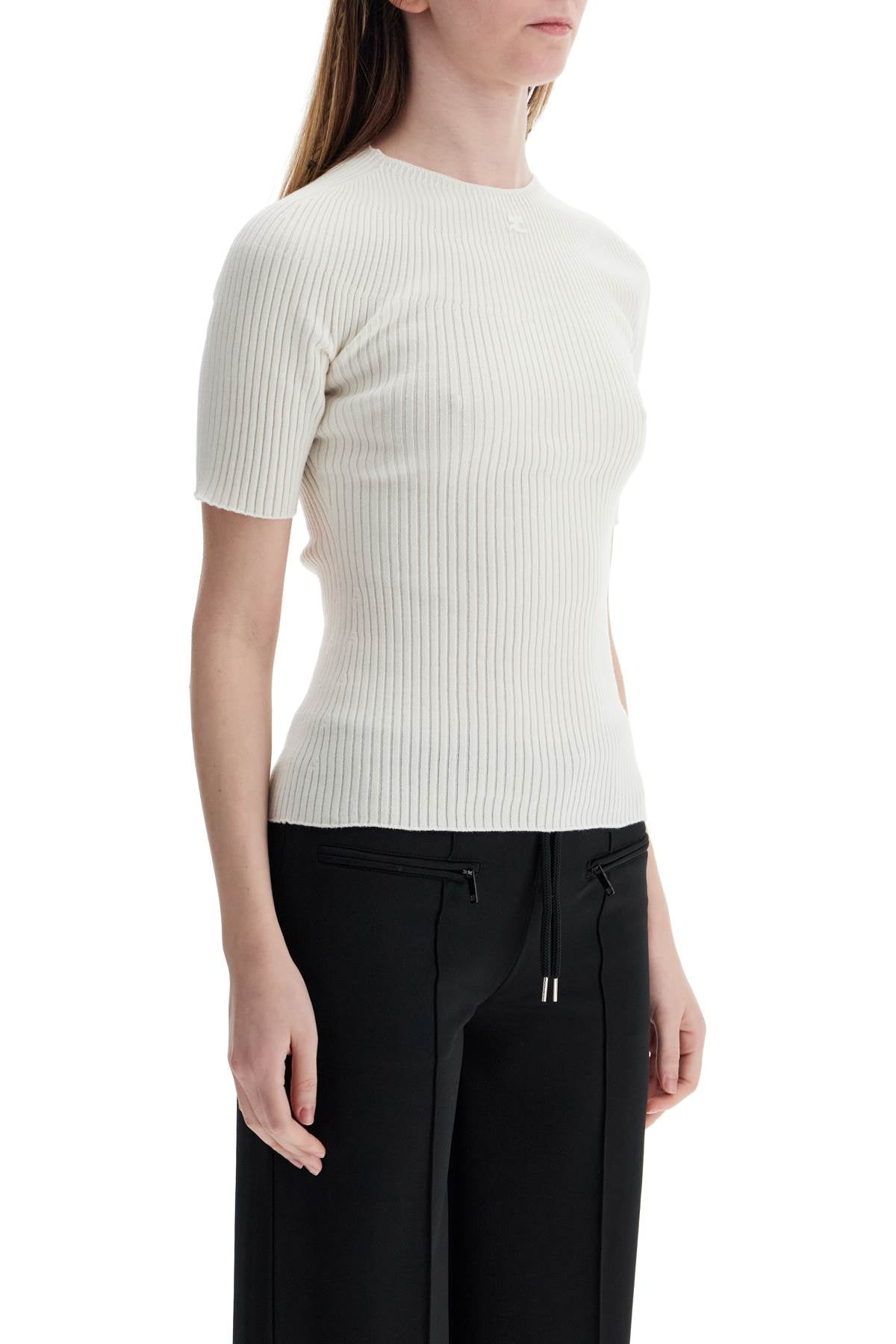 Courreges heritage white cotton and wool sweater image 1