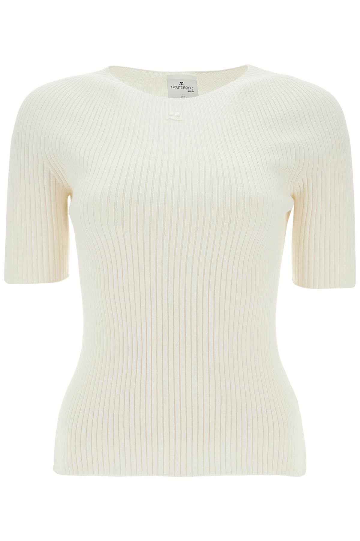 Courreges heritage white cotton and wool sweater image 0