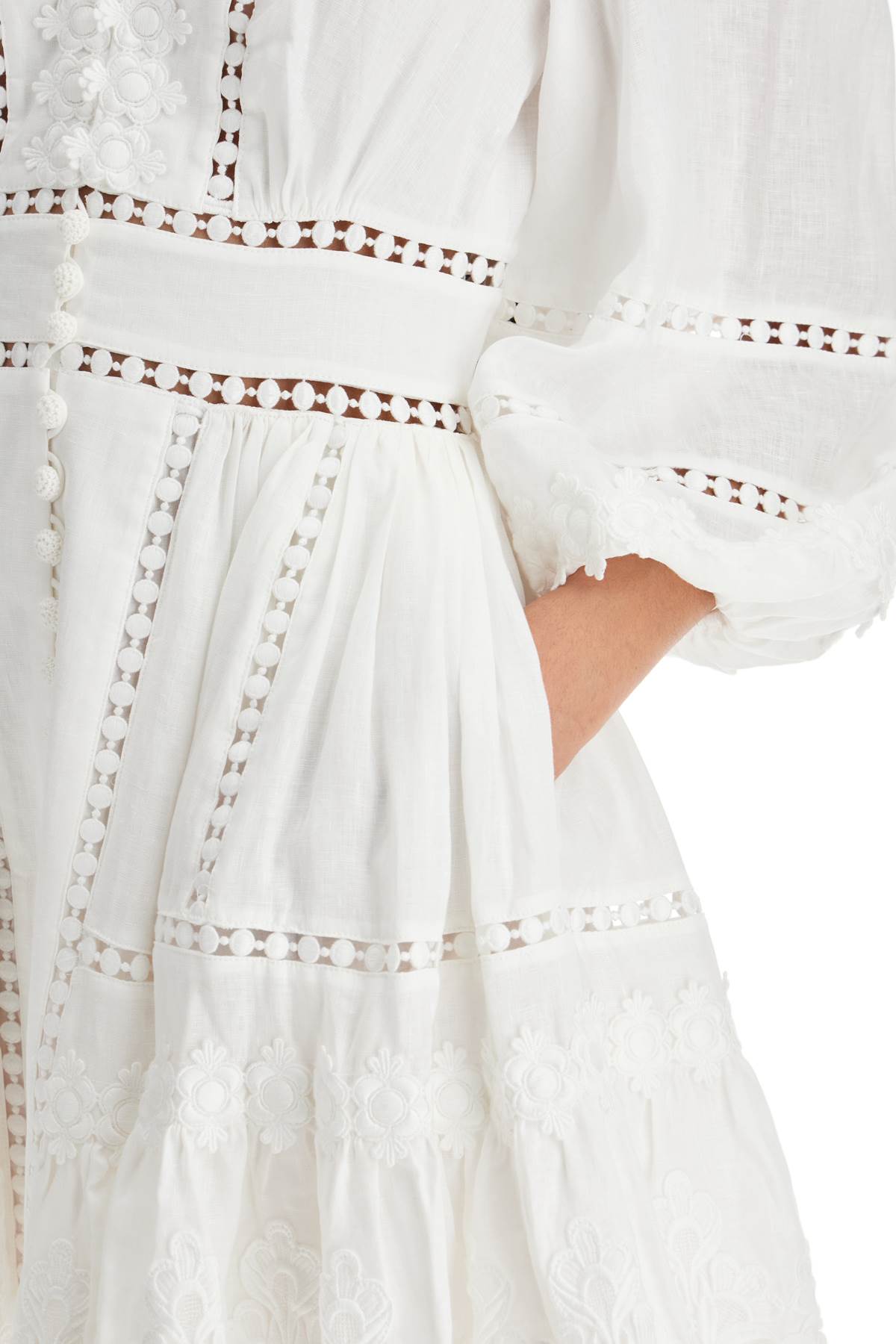 Zimmermann Linen Cutwork Embroidered Short Dress image 3