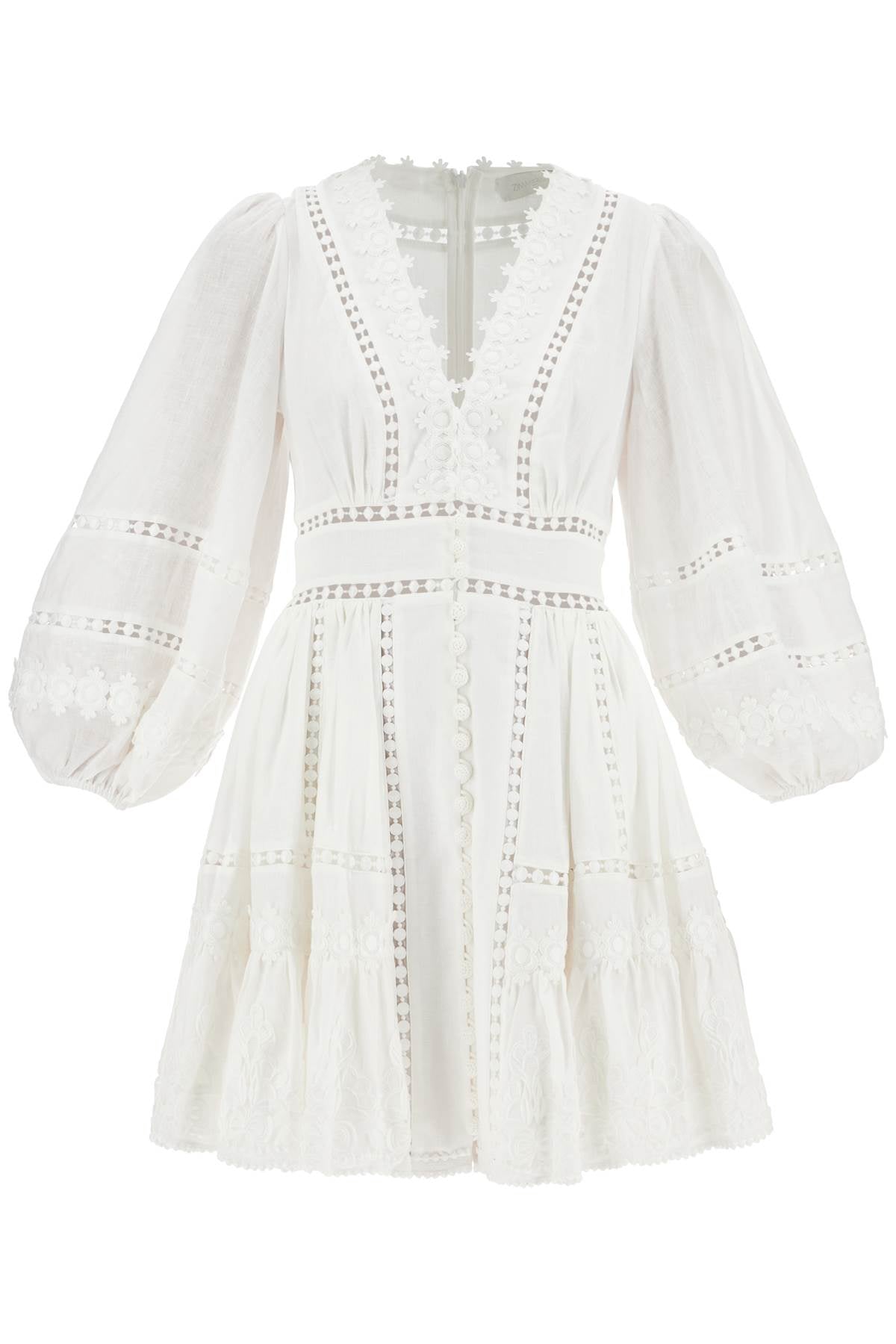 Zimmermann Linen Cutwork Embroidered Short Dress image 0