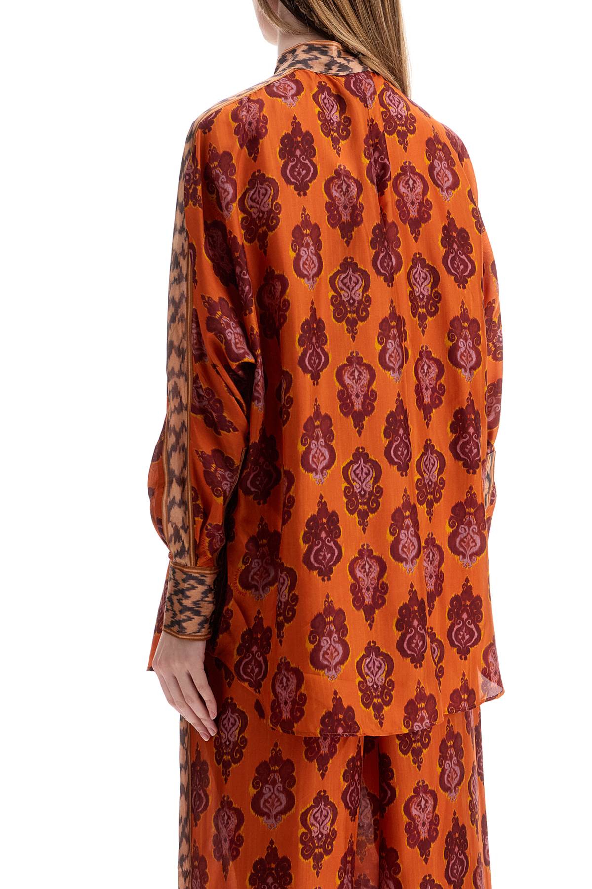 Zimmermann orange silk shirt ikat long sleeve loose fit image 2