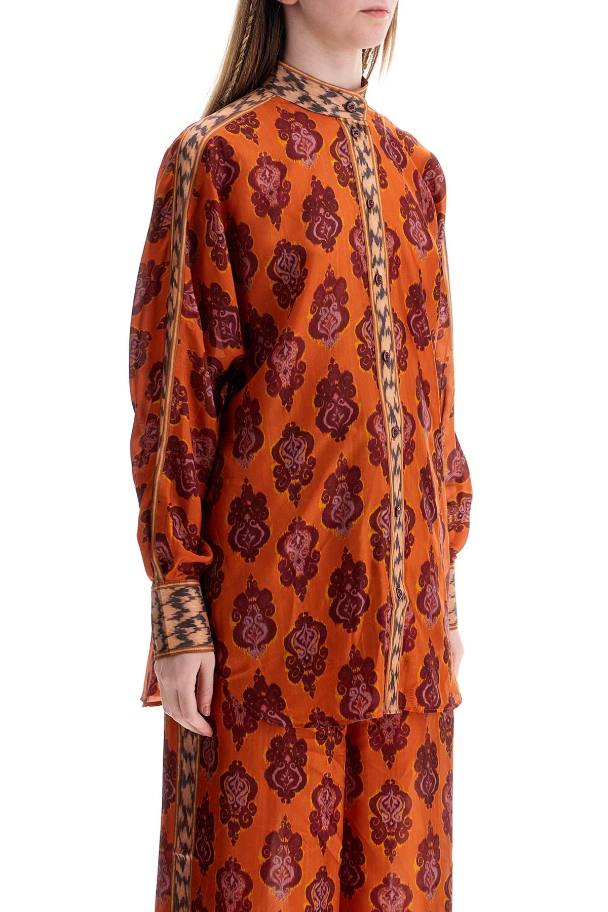 Zimmermann orange silk shirt ikat long sleeve loose fit image 1